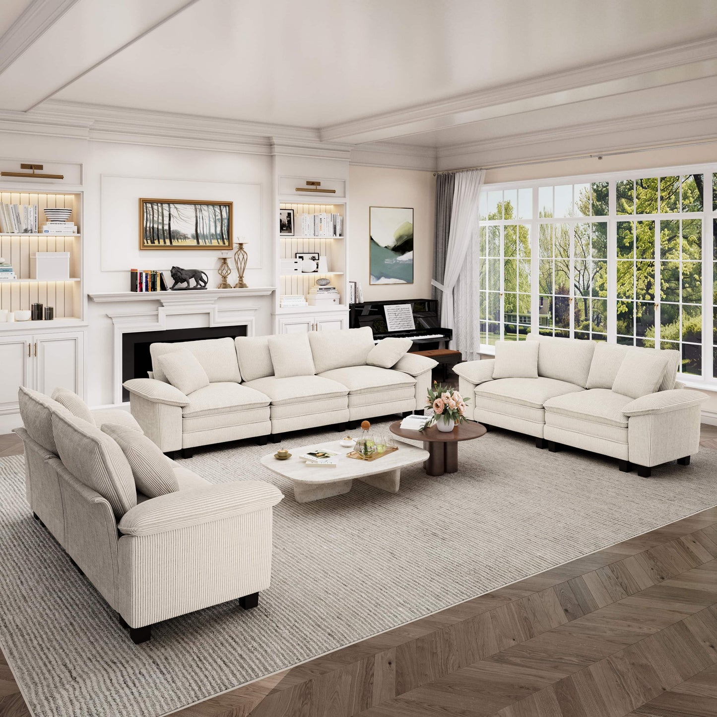 Captiva Designs Cloud Modular Sectional Sofa Set, 3-Piece 7-Seater Upholstered Couches for Living Room