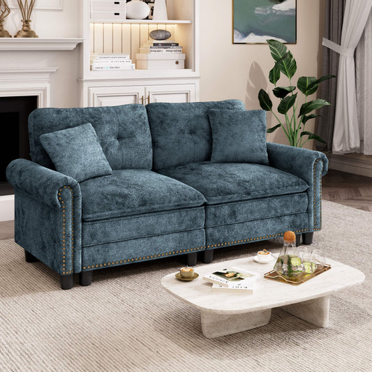 Captiva Designs Mid-Century Modern Modular Cloud Couch with Ottoman, Deep Seat Sectional Sofa with Throw Pillows