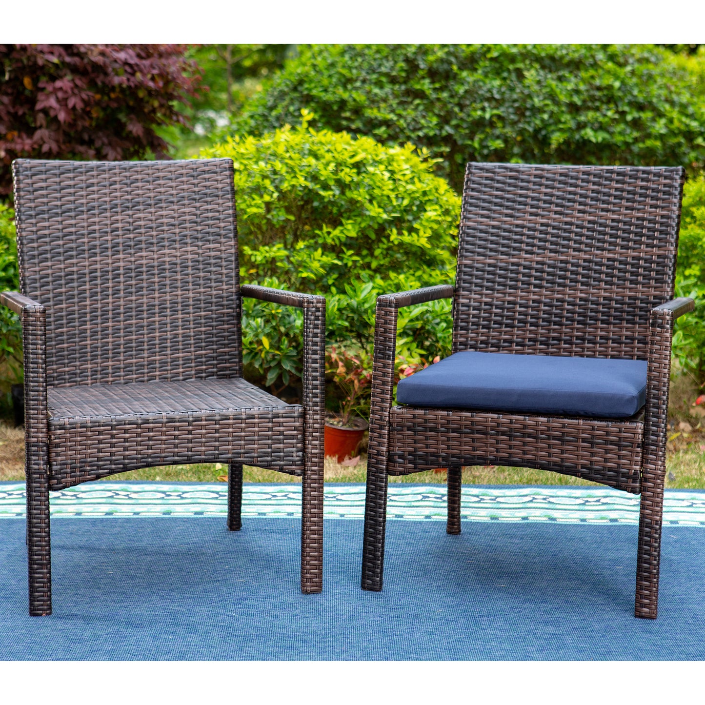 Captiva Designs Outdoor Patio All-weather Wicker Dining Chairs with Thick Cushion