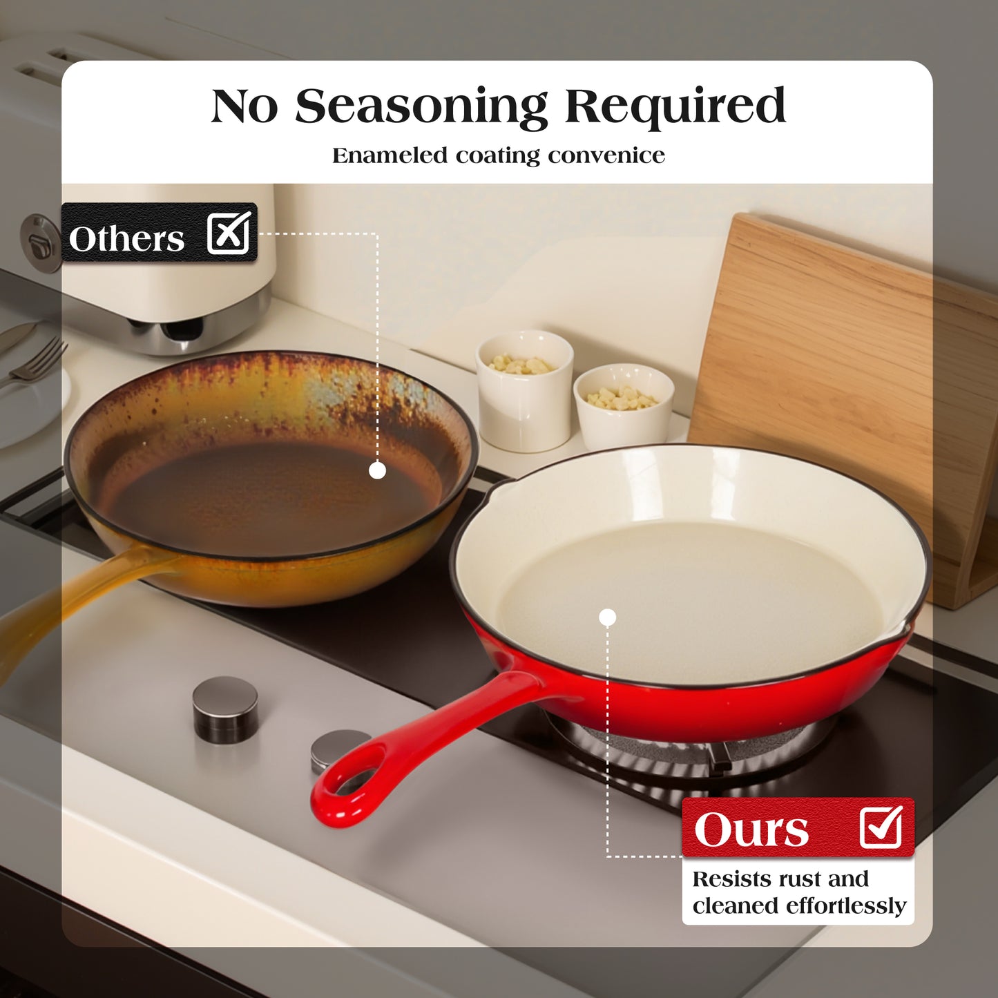 Captiva Designs Enameled Rust Resistance Cast Iron Cookware Set