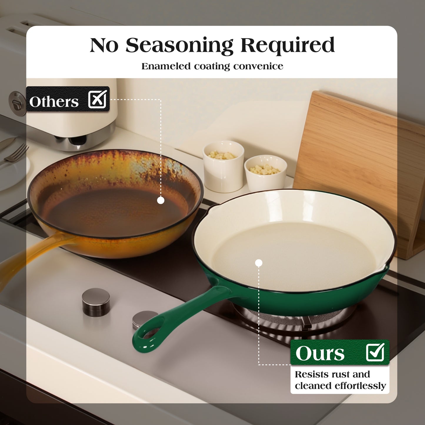 Captiva Designs Enameled Rust Resistance Cast Iron Cookware Set