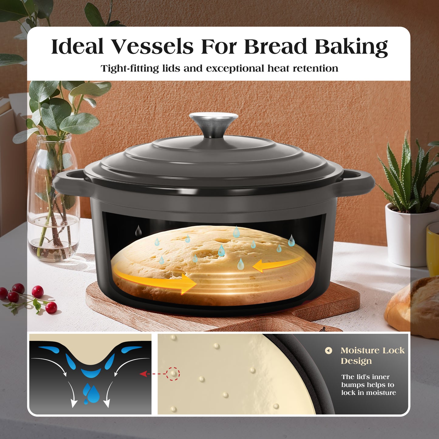 Captiva Designs Enameled Rust Resistance Cast Iron Cookware Set