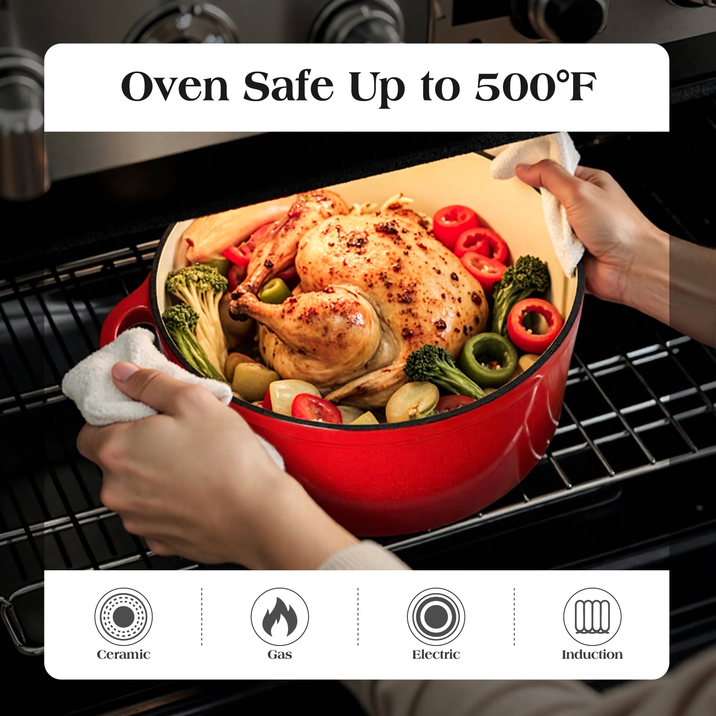 Captiva Designs Enameled Rust Resistance Cast Iron Cookware Set