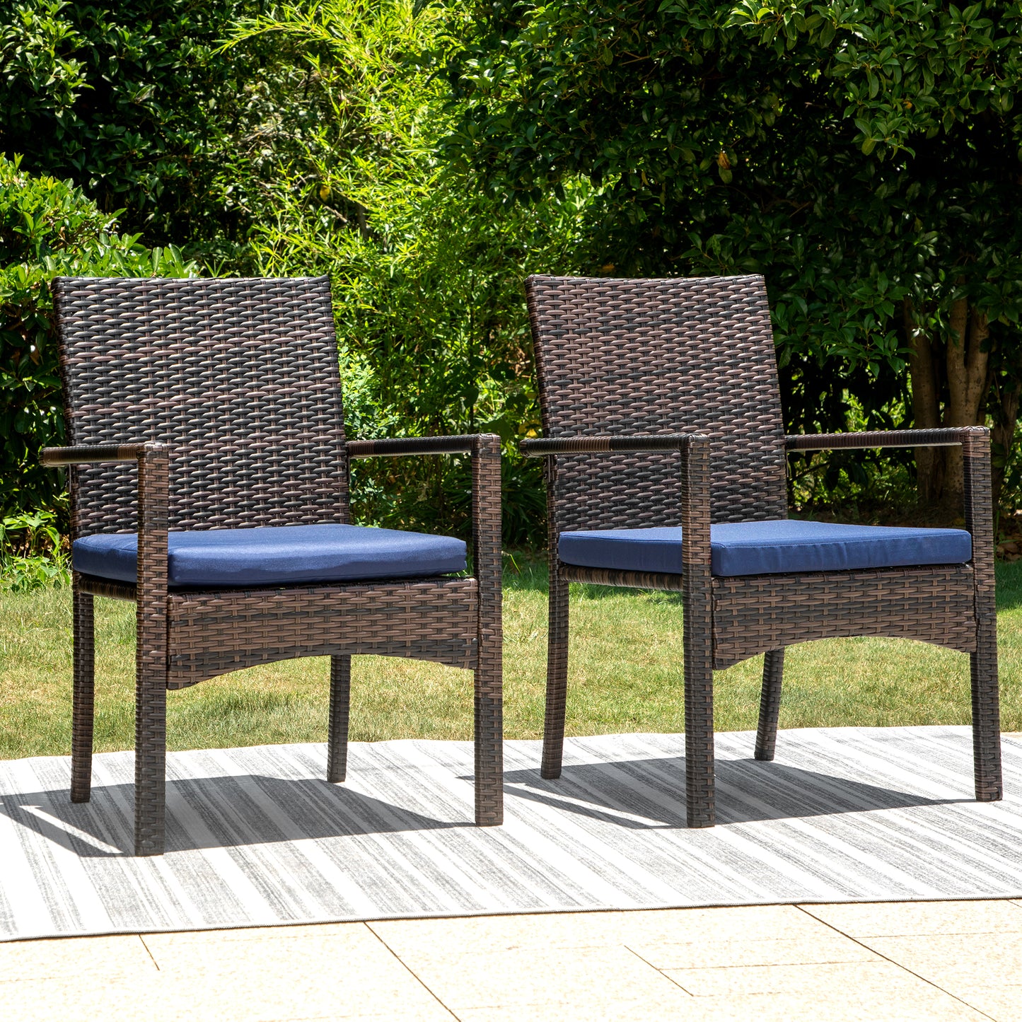 Captiva Designs Outdoor Patio All-weather Wicker Dining Chairs with Thick Cushion