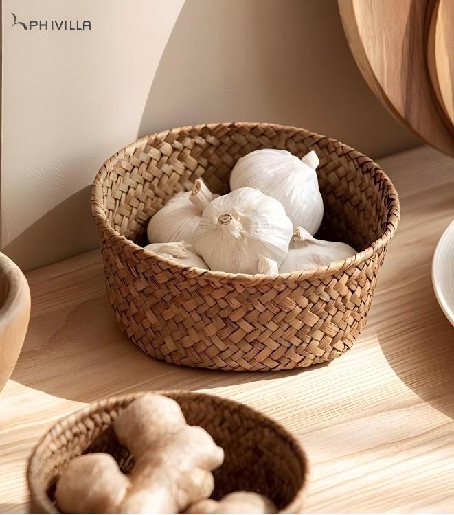 PHIVILLA Natural Grass-woven Storage basket