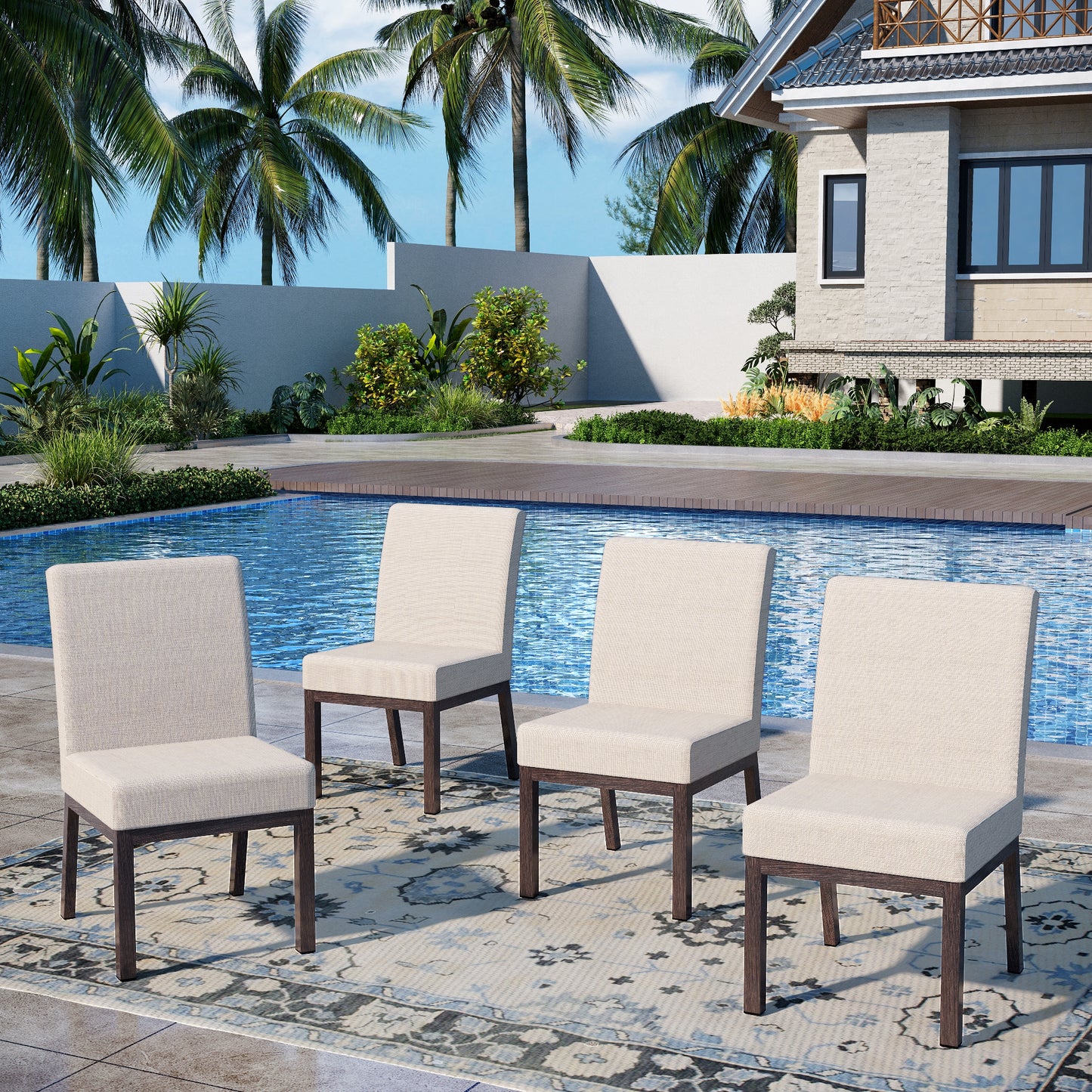 Captiva Designs Outdoor Patio Steel Frame Weather Resistant Comfortable Chairs