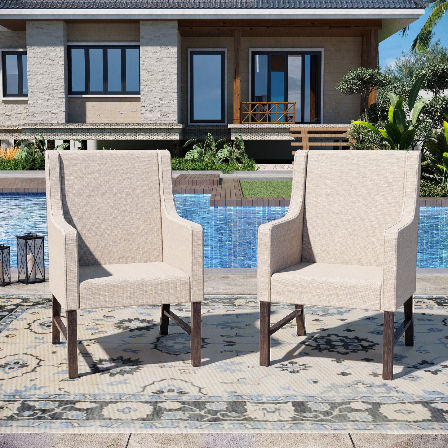 Captiva Designs Outdoor Patio Steel Frame Weather Resistant Comfortable Chairs