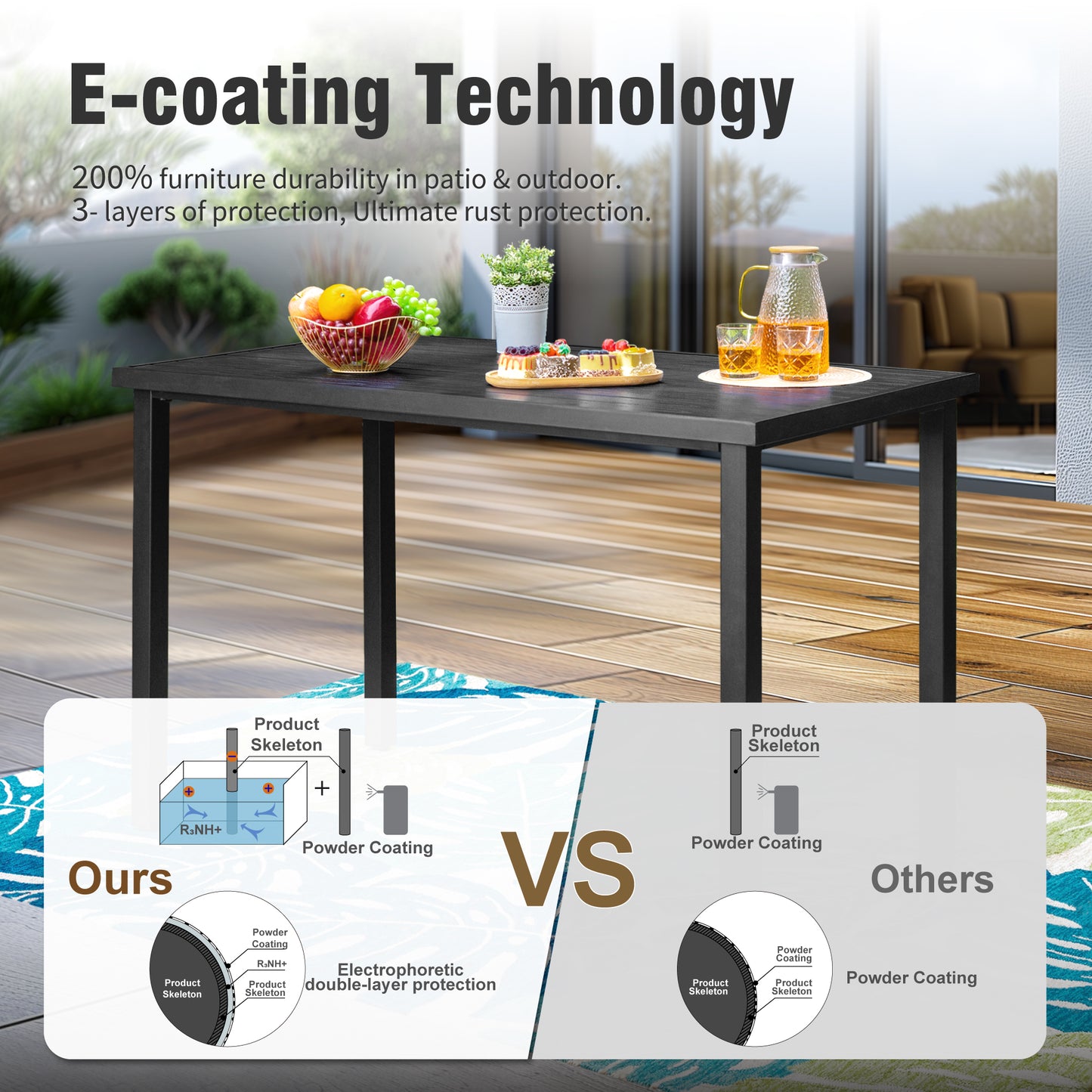 Captiva Designs 5pc Outdoor Patio Dining Steel Bar Table & High Bar Swivel Stools