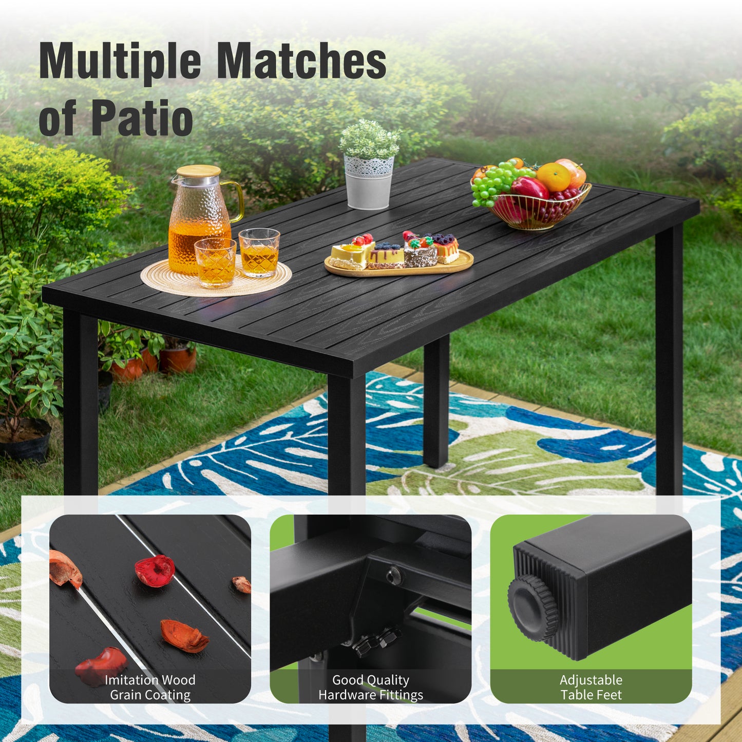 Captiva Designs 5pc Outdoor Patio Dining Steel Bar Table & High Bar Swivel Stools