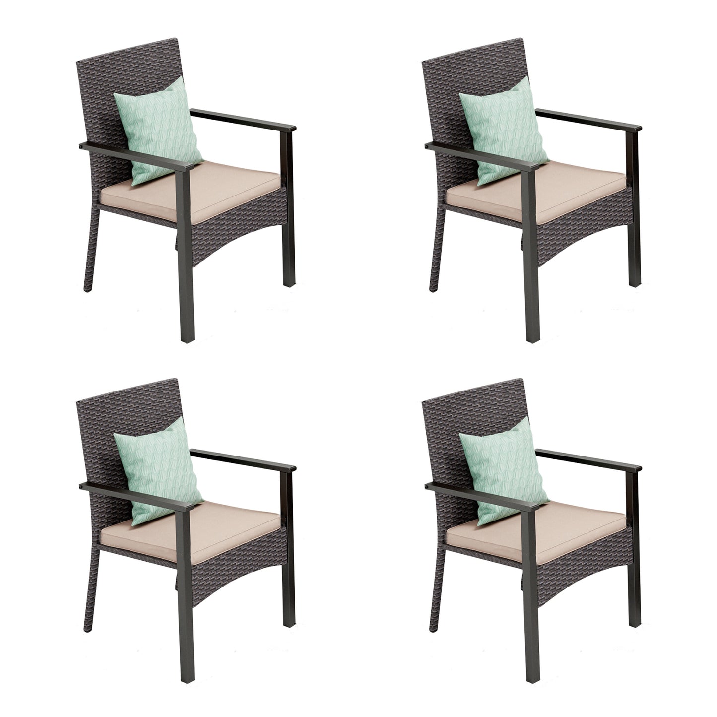 Captiva Designs Outdoor Patio All-weather Wicker Dining Chairs with Thick Cushion
