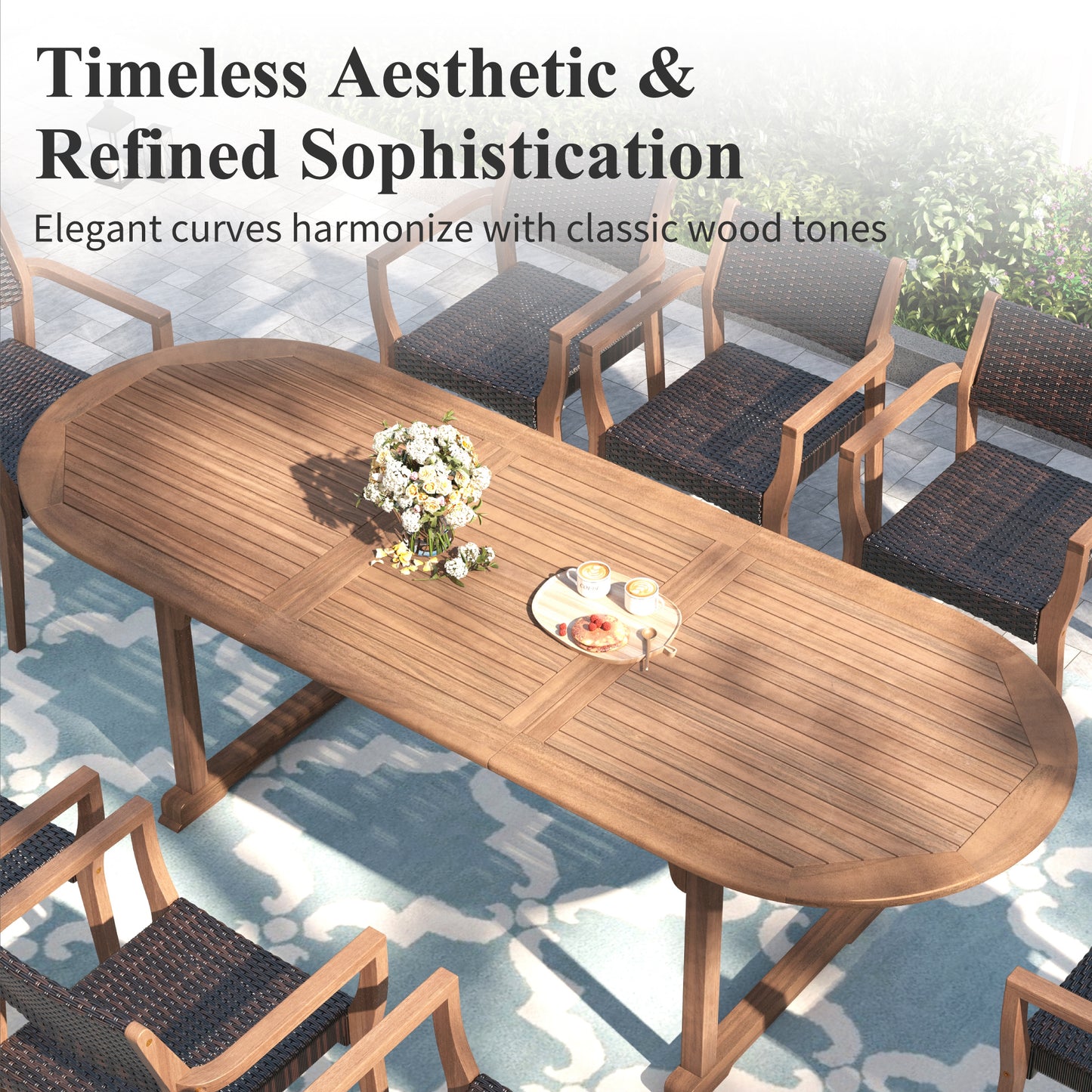 Captiva Designs 1pc Outdoor Patio Acacia Wood Dining Table with Steel Frame