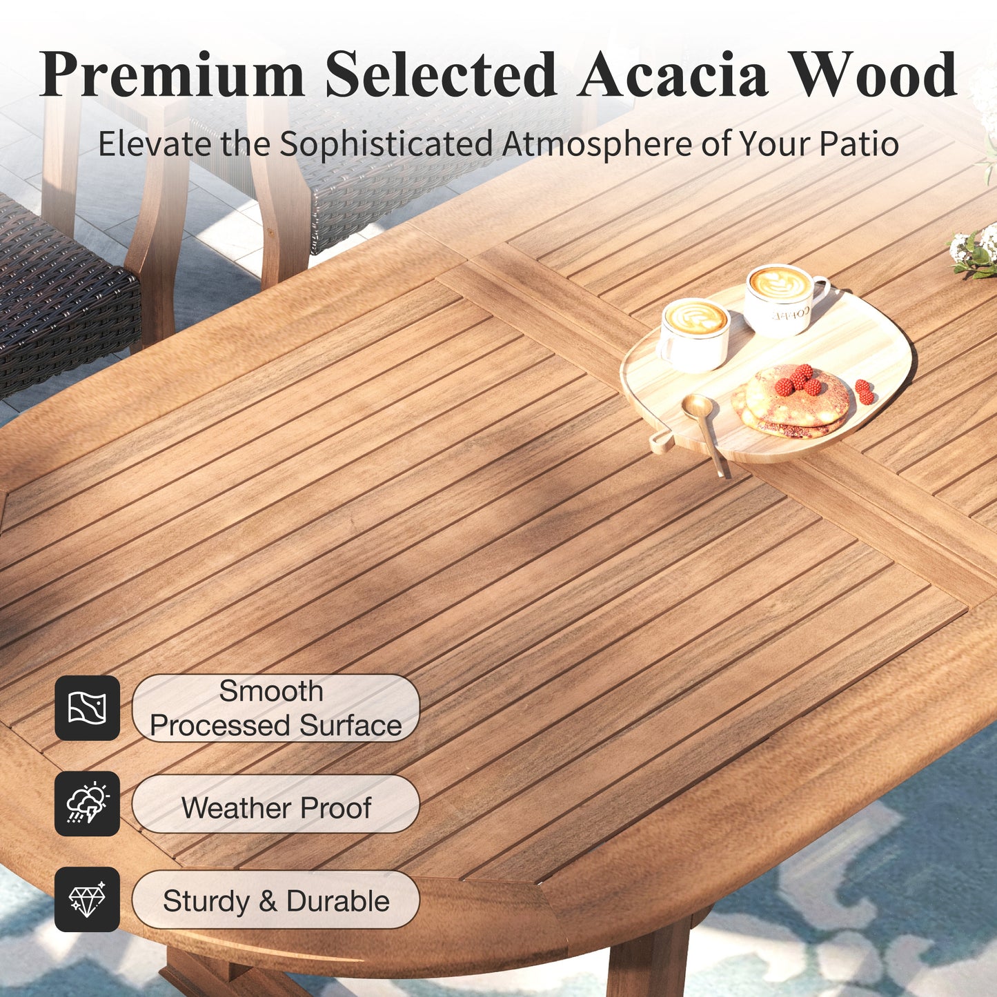 Captiva Designs 7pc Outdoor Patio Furniture Set with Rectangle Table and Armrest Chairs