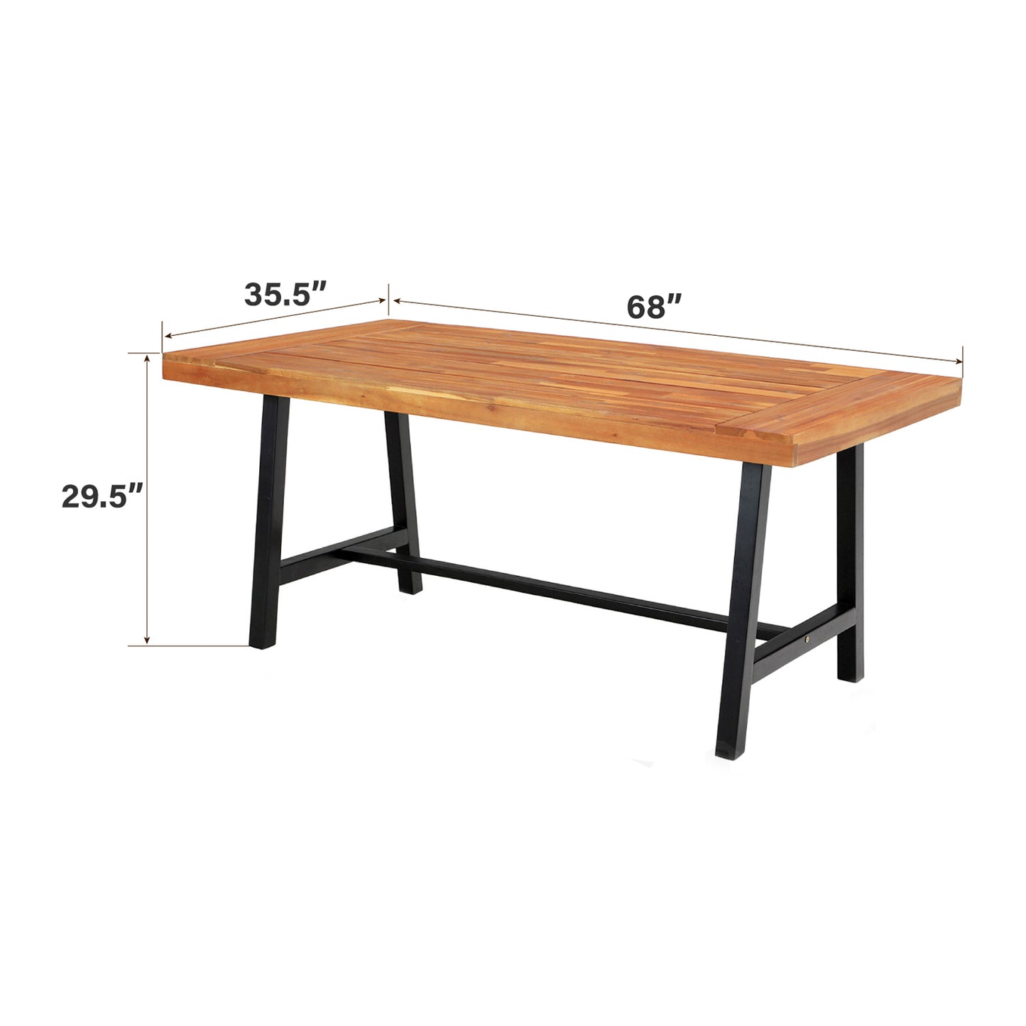 Captiva Designs 1pc Outdoor Patio Acacia Wood Dining Table with Steel Frame