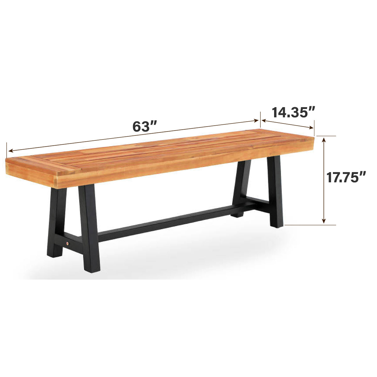 Captiva Designs Outdoor Patio Weatherproof Dining Long Narrow Garden Backless Acacia Wood Bench
