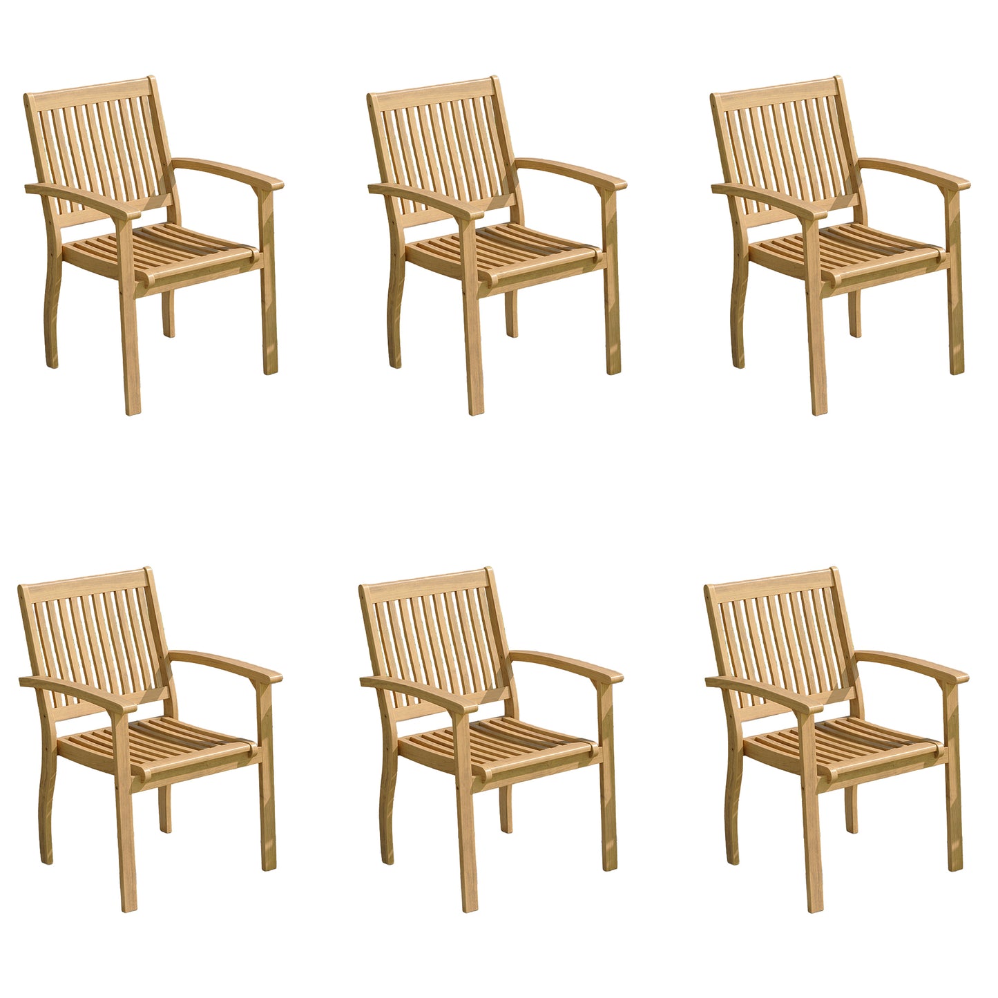 Captiva Designs Outdoor Patio Dining Acacia Wood Patio Fixed Chairs with Armrests