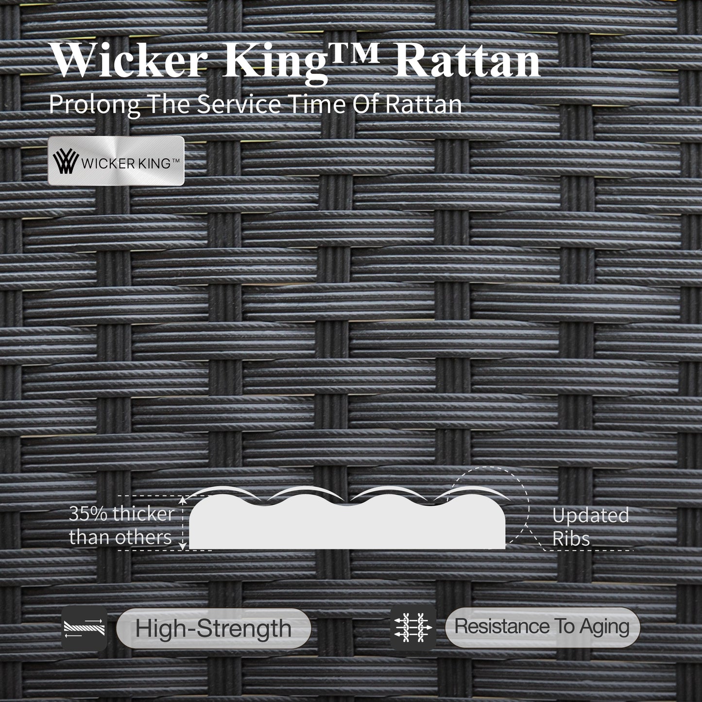 Captiva Designs 3Pc Outdoor Bistro Height Bar Table and 2 Bar Stools with Wicker Backrest and Comfy Cushion