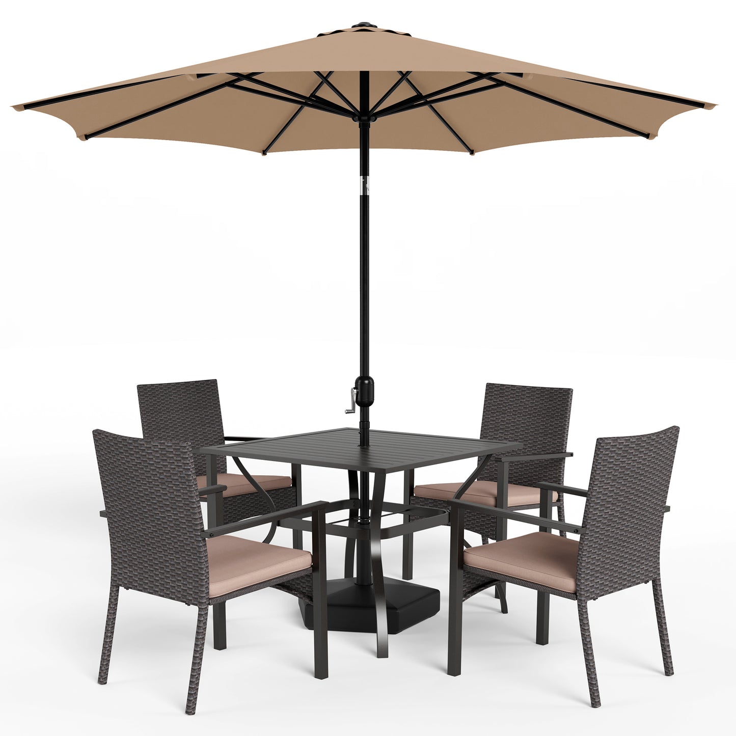 Captiva Designs 9 件套露台餐厅几何图案可伸缩钢制长方形桌子和金属可堆叠椅子