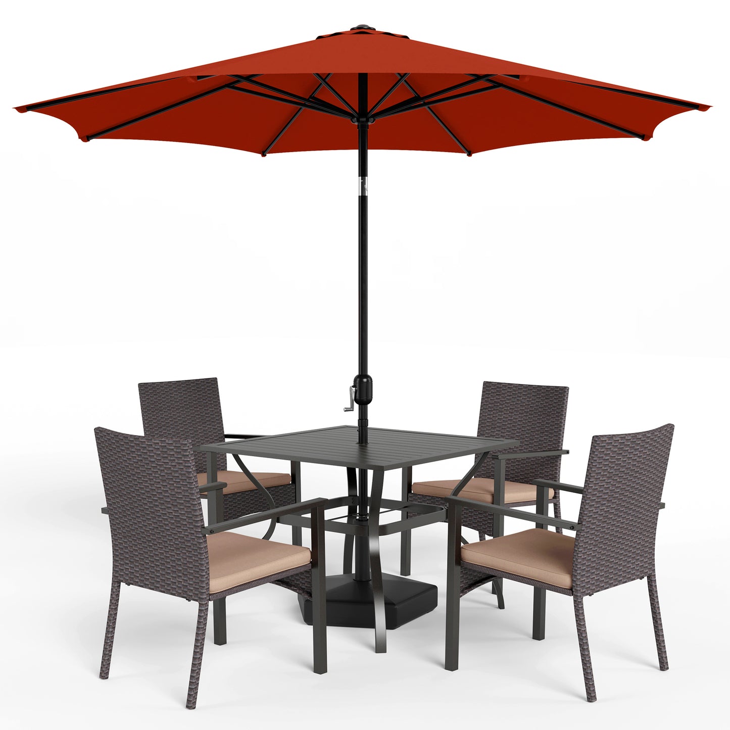 Captiva Designs 9 件套露台餐厅几何图案可伸缩钢制长方形桌子和金属可堆叠椅子