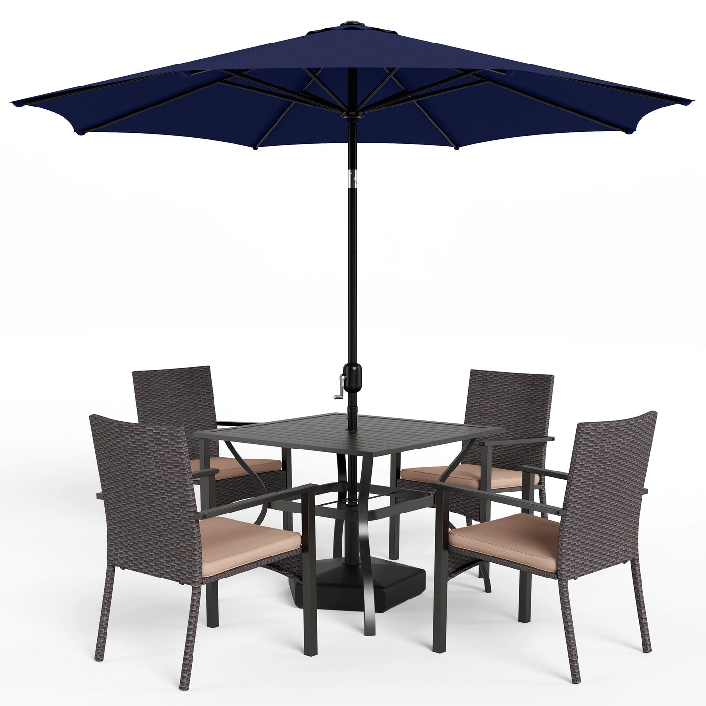 Captiva Designs 9 件套露台餐厅几何图案可伸缩钢制长方形桌子和金属可堆叠椅子