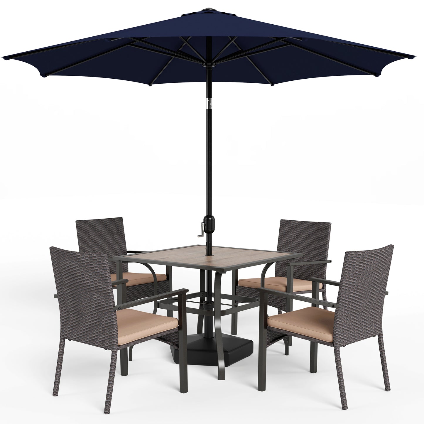 Captiva Designs 9 件套露台餐厅几何图案可伸缩钢制长方形桌子和金属可堆叠椅子