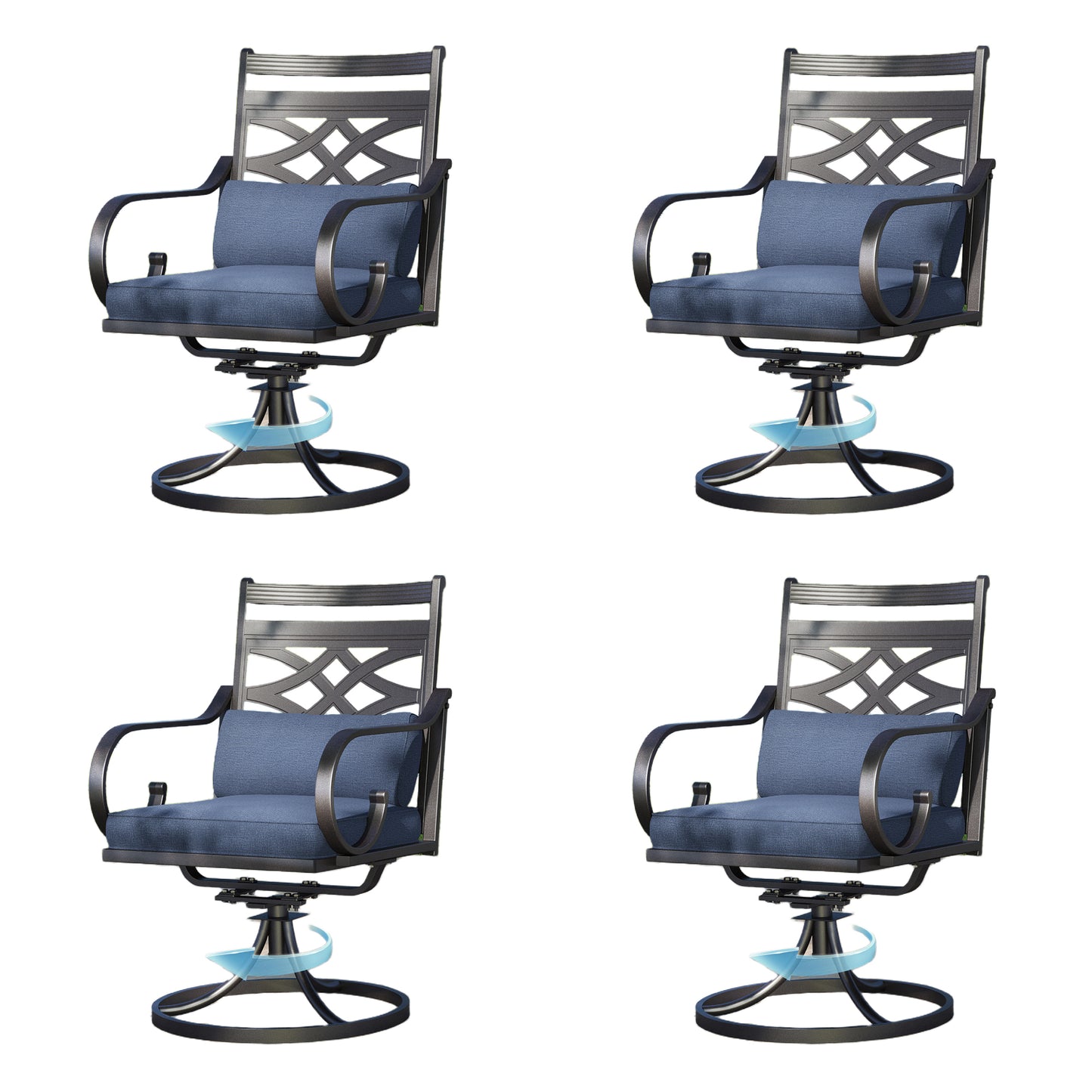 Captiva Designs Outdoor Patio Dining Floral Back Steel Chairs with Thick Seat & Back Cushion