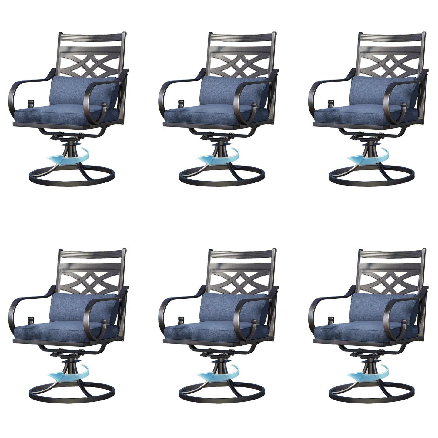 Captiva Designs Outdoor Patio Dining Floral Back Steel Chairs with Thick Seat & Back Cushion
