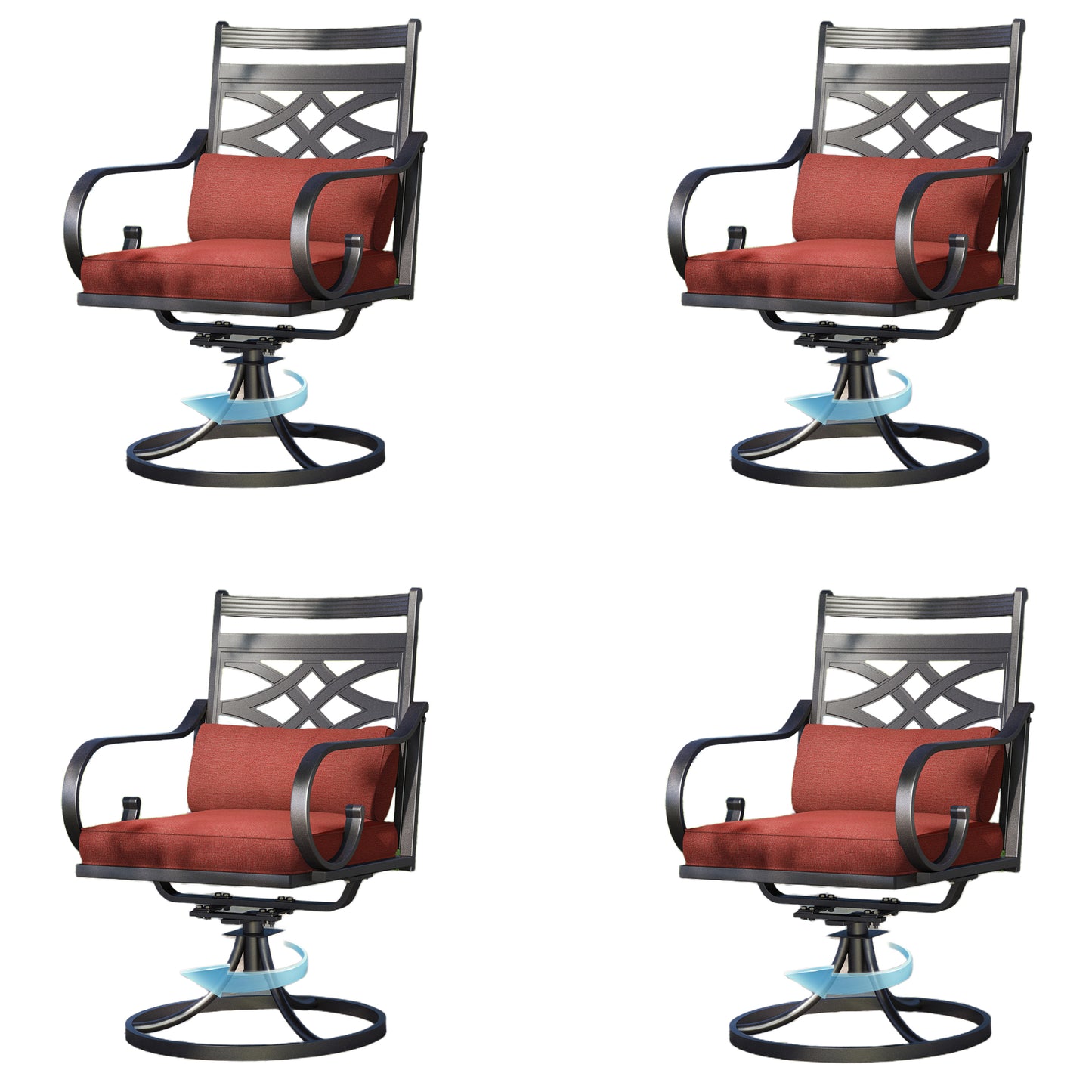 Captiva Designs Outdoor Patio Dining Floral Back Steel Chairs with Thick Seat & Back Cushion