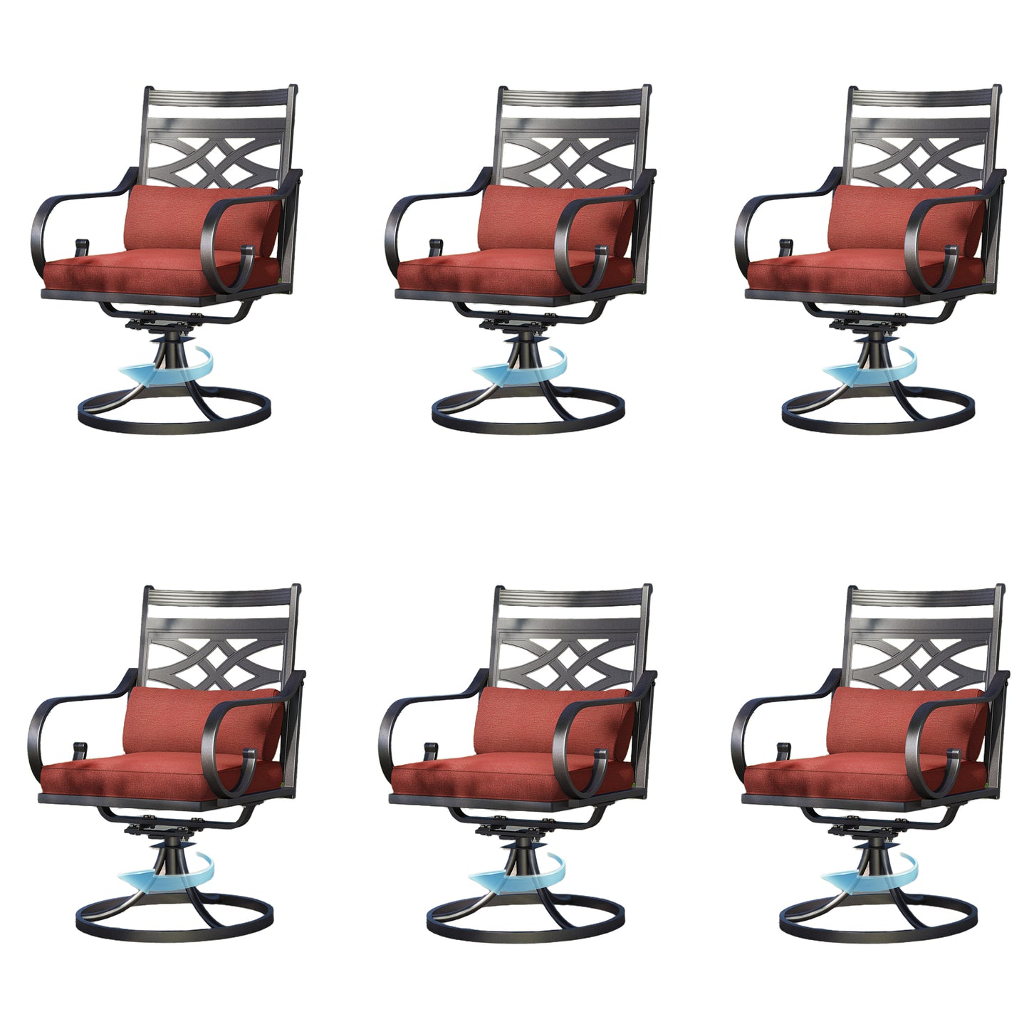 Captiva Designs Outdoor Patio Dining Floral Back Steel Chairs with Thick Seat & Back Cushion