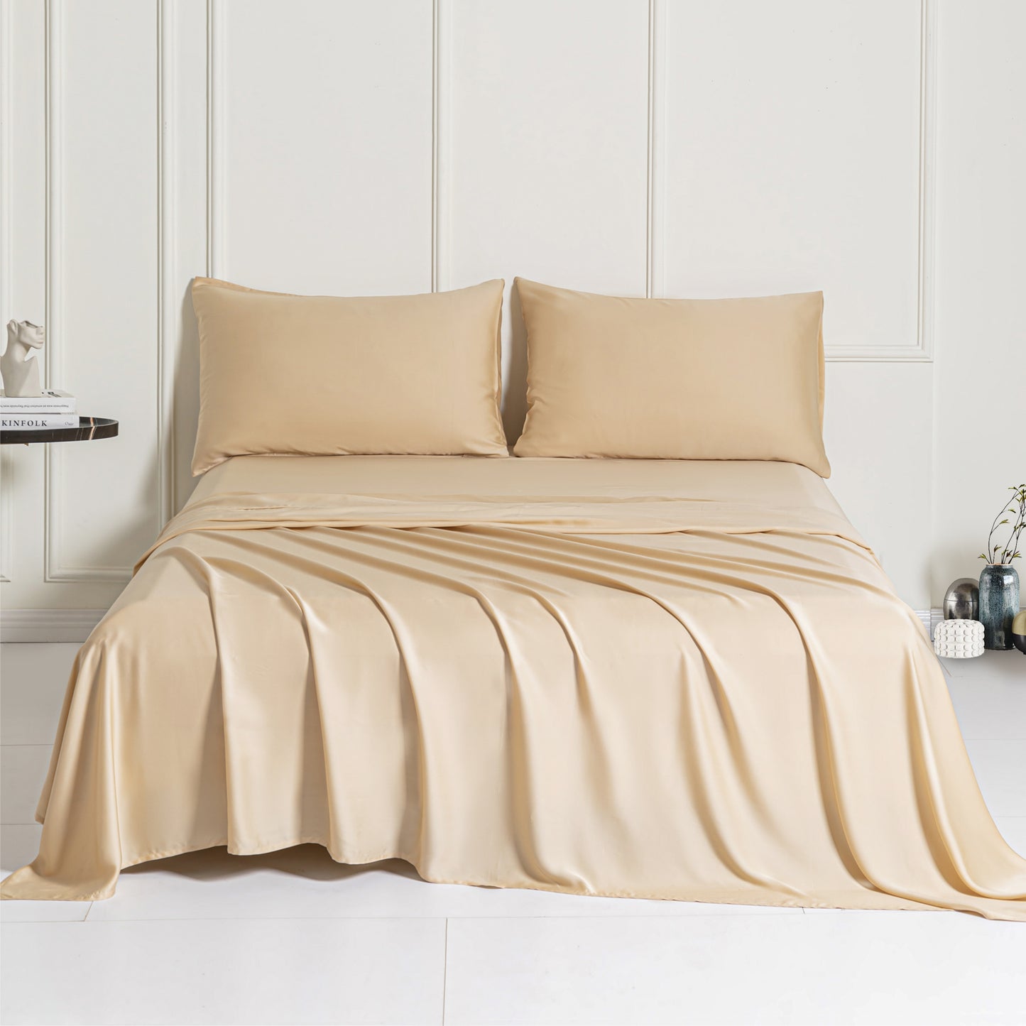 Captiva Designs Luxury 100% Tencel Lyocell Sheet Set, Silky Soft Cooling Bedding with Deep Pocket, 4-Piece Set