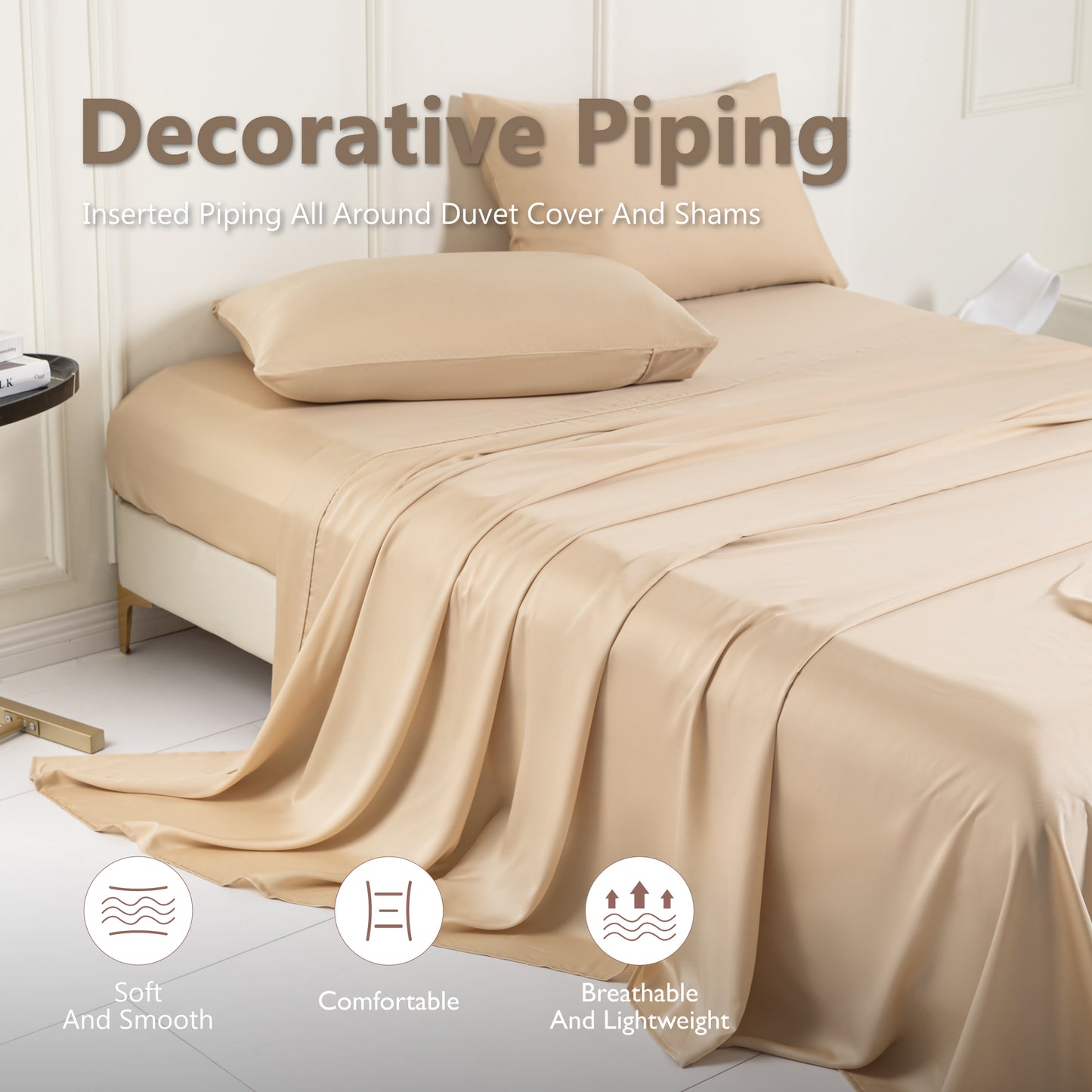 Captiva Designs Luxury 100% Tencel Lyocell Sheet Set, Silky Soft Cooling Bedding with Deep Pocket, 4-Piece Set