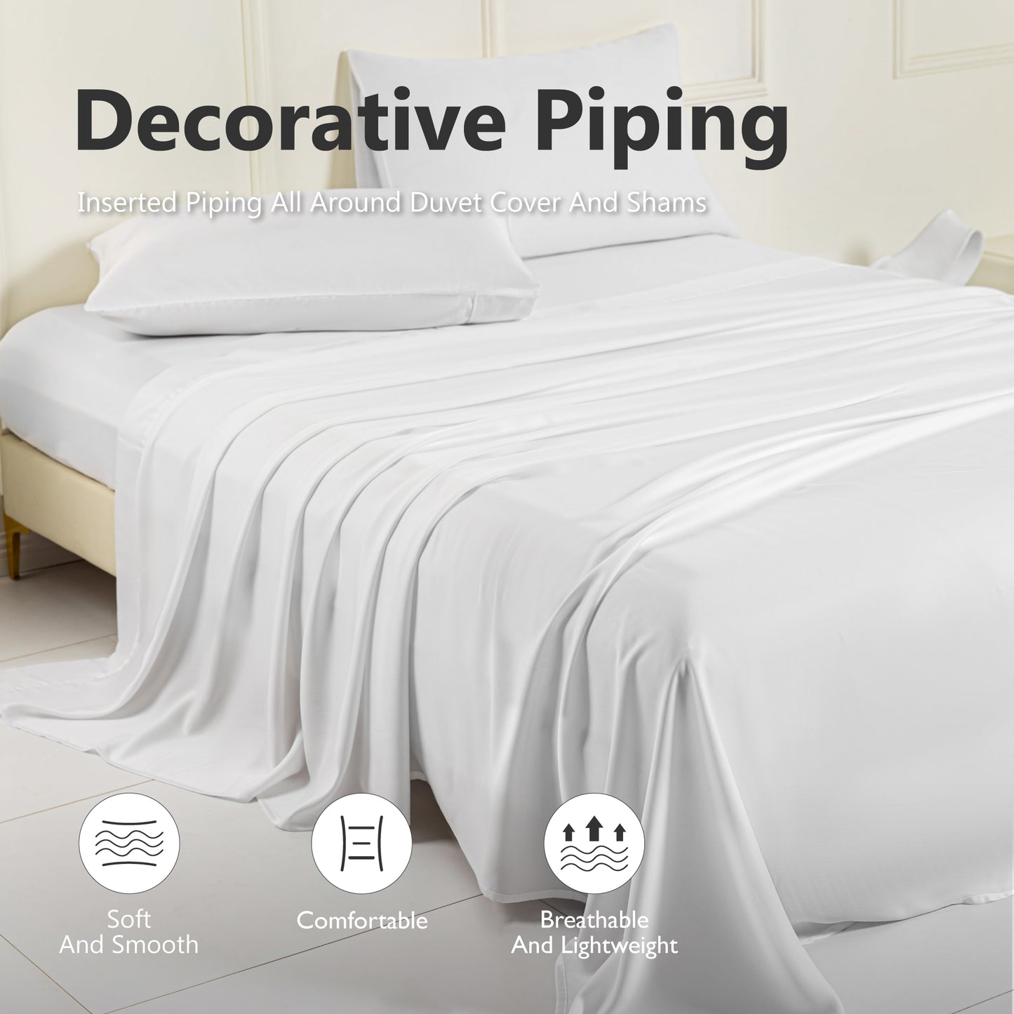 Captiva Designs Luxury 100% Tencel Lyocell Sheet Set, Silky Soft Cooling Bedding with Deep Pocket, 4-Piece Set