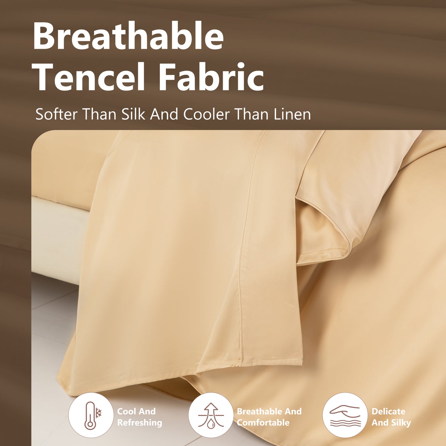 Captiva Designs Luxury 100% Tencel Lyocell Sheet Set, Silky Soft Cooling Bedding with Deep Pocket, 4-Piece Set