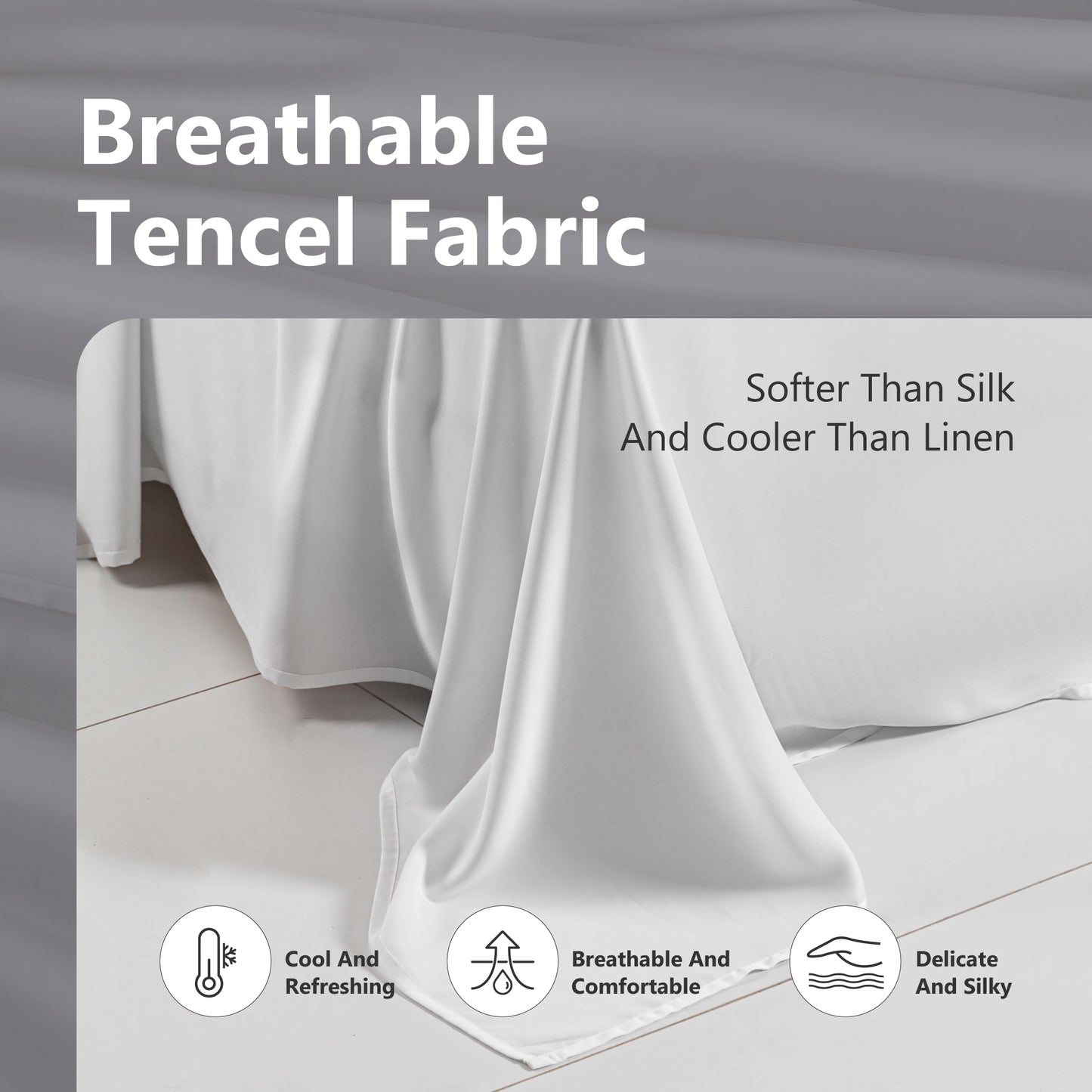 Captiva Designs Luxury 100% Tencel Lyocell Sheet Set, Silky Soft Cooling Bedding with Deep Pocket, 4-Piece Set