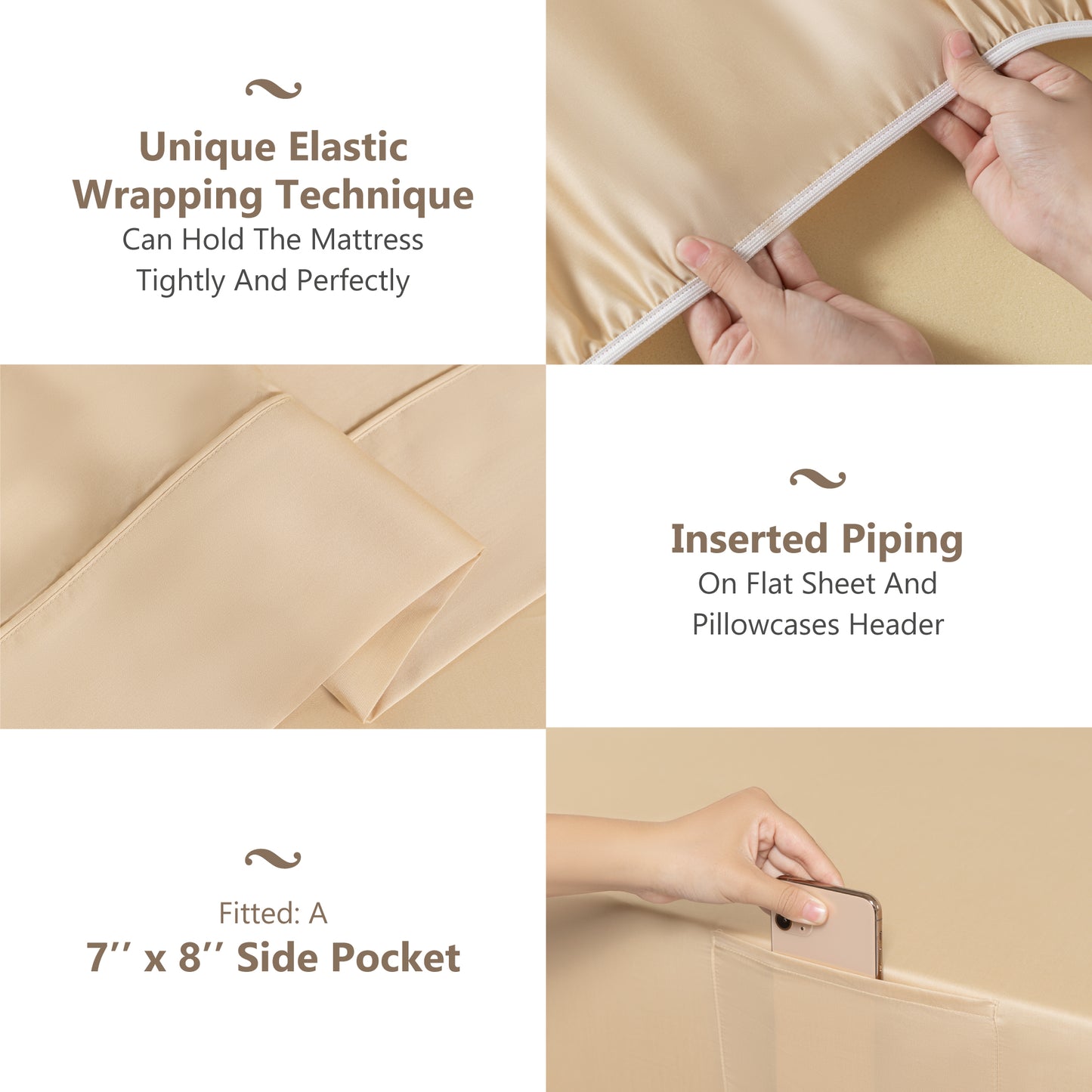 Captiva Designs Luxury 100% Tencel Lyocell Sheet Set, Silky Soft Cooling Bedding with Deep Pocket, 4-Piece Set