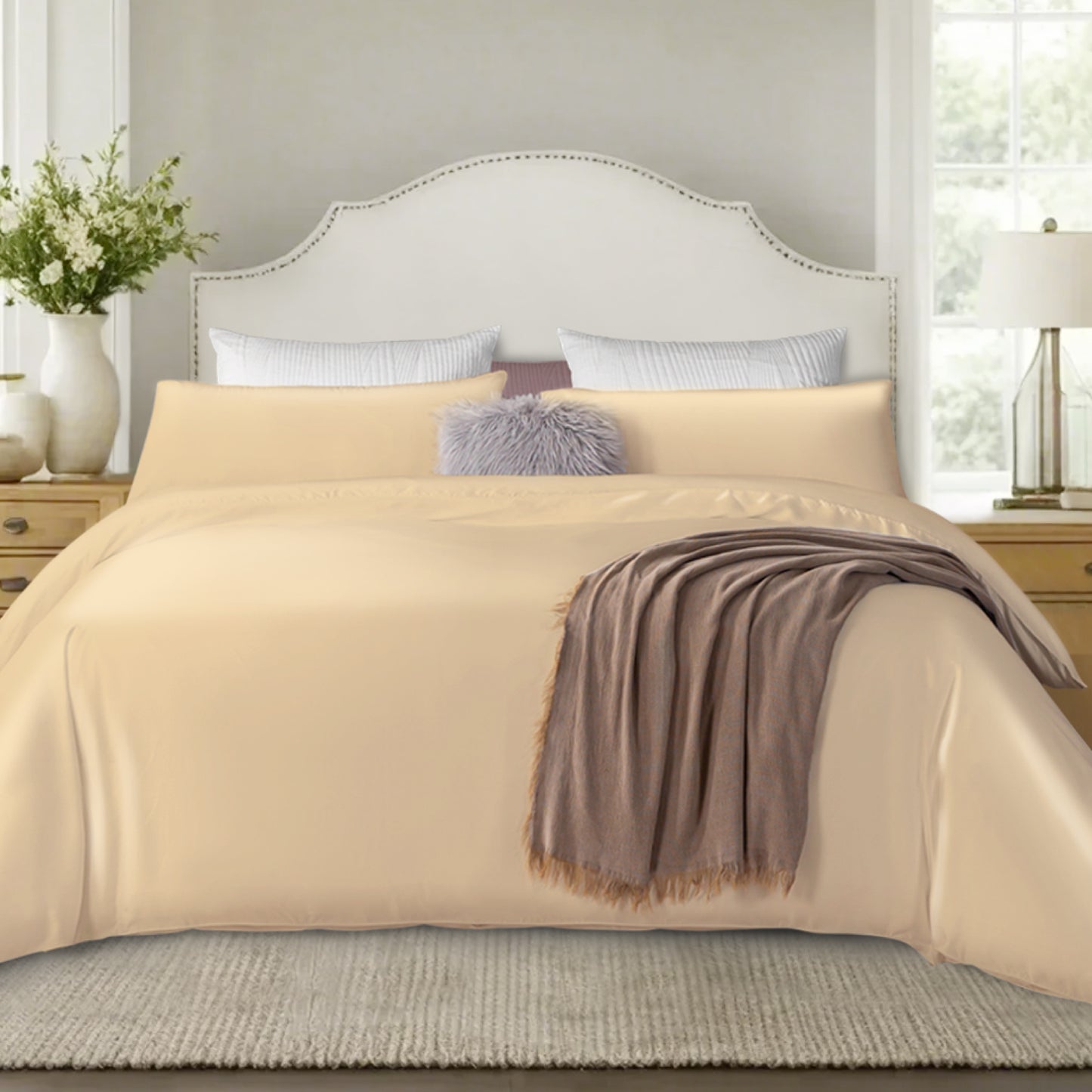 Captiva Designs Luxury Tencel Lyocell Duvet Cover Set, Queen/King, Silky Soft, Cooling & Breathable 3-Piece Bedding