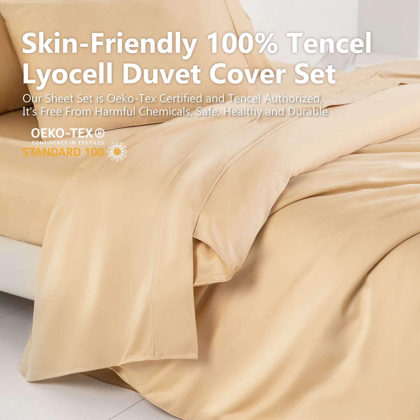 Captiva Designs Luxury Tencel Lyocell Duvet Cover Set, Queen/King, Silky Soft, Cooling & Breathable 3-Piece Bedding