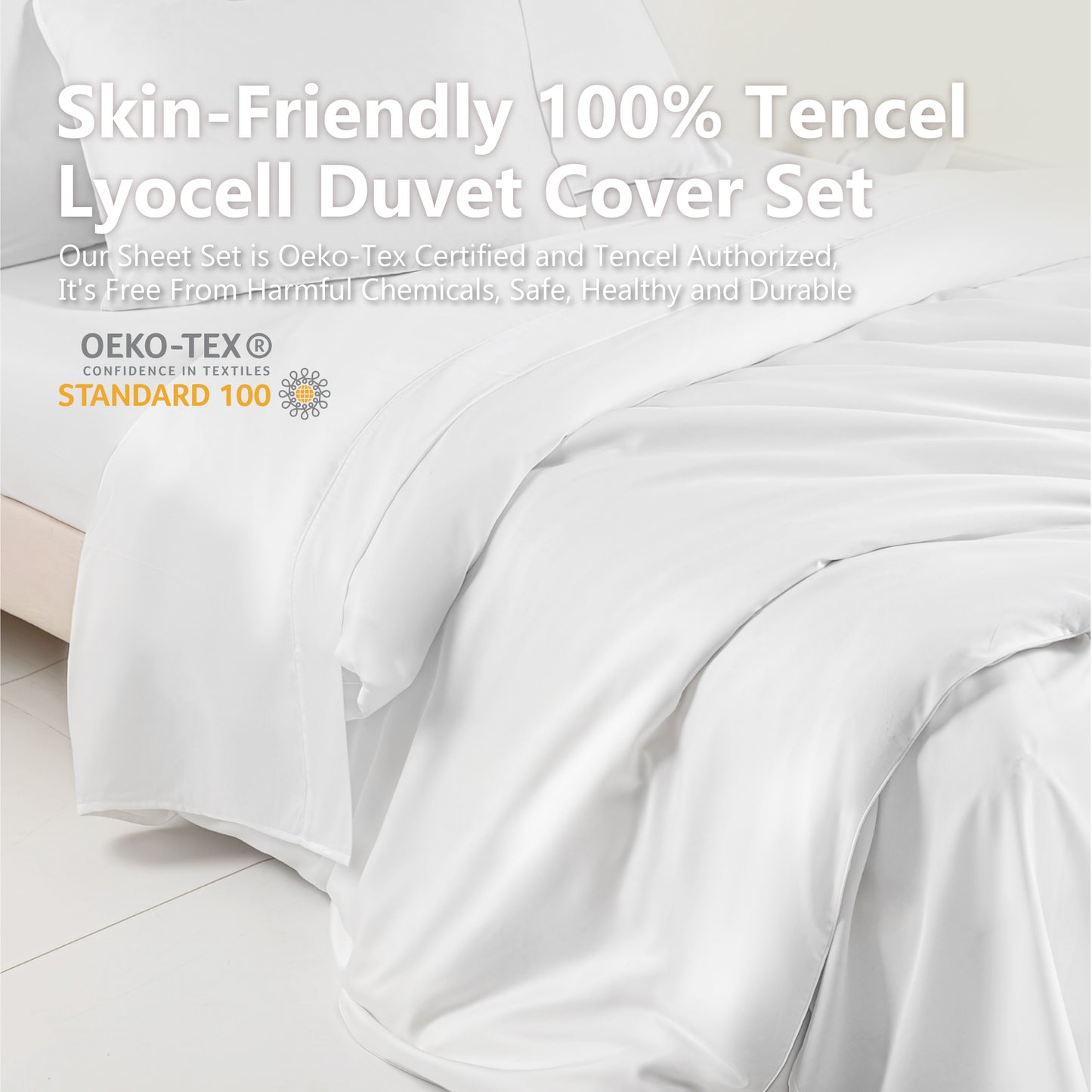 Captiva Designs Luxury Tencel Lyocell Duvet Cover Set, Queen/King, Silky Soft, Cooling & Breathable 3-Piece Bedding
