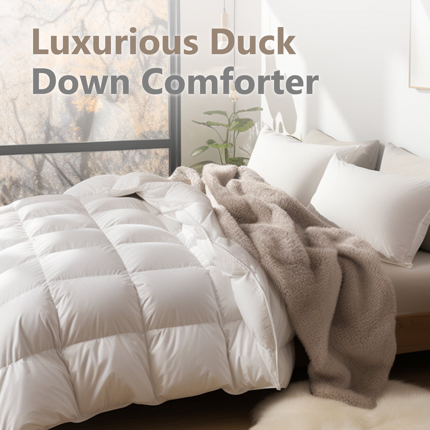 Captiva Designs King Size Down Comforter, All Season Fluffy Feather Duvet Insert with 8 Corner Tabs