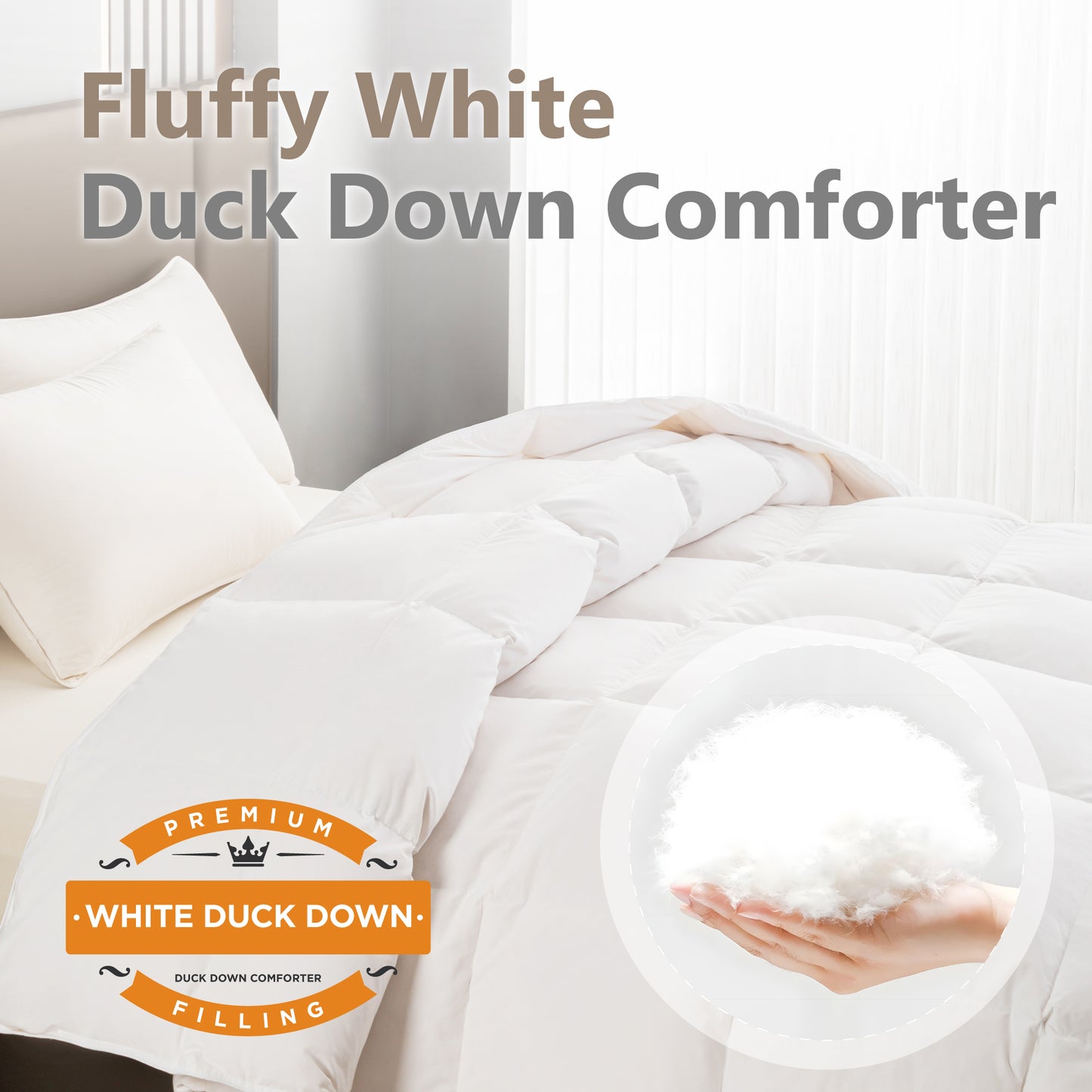 Captiva Designs King Size Down Comforter, All Season Fluffy Feather Duvet Insert with 8 Corner Tabs