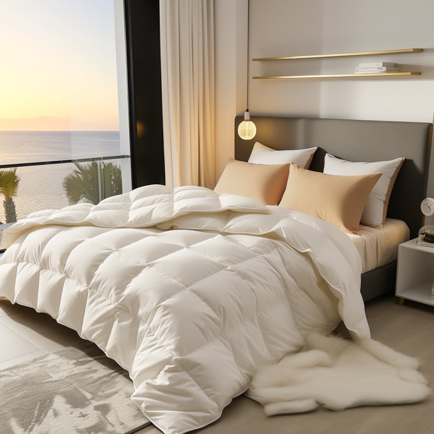 Captiva Designs King Size Down Comforter, All Season Fluffy Feather Duvet Insert with 8 Corner Tabs