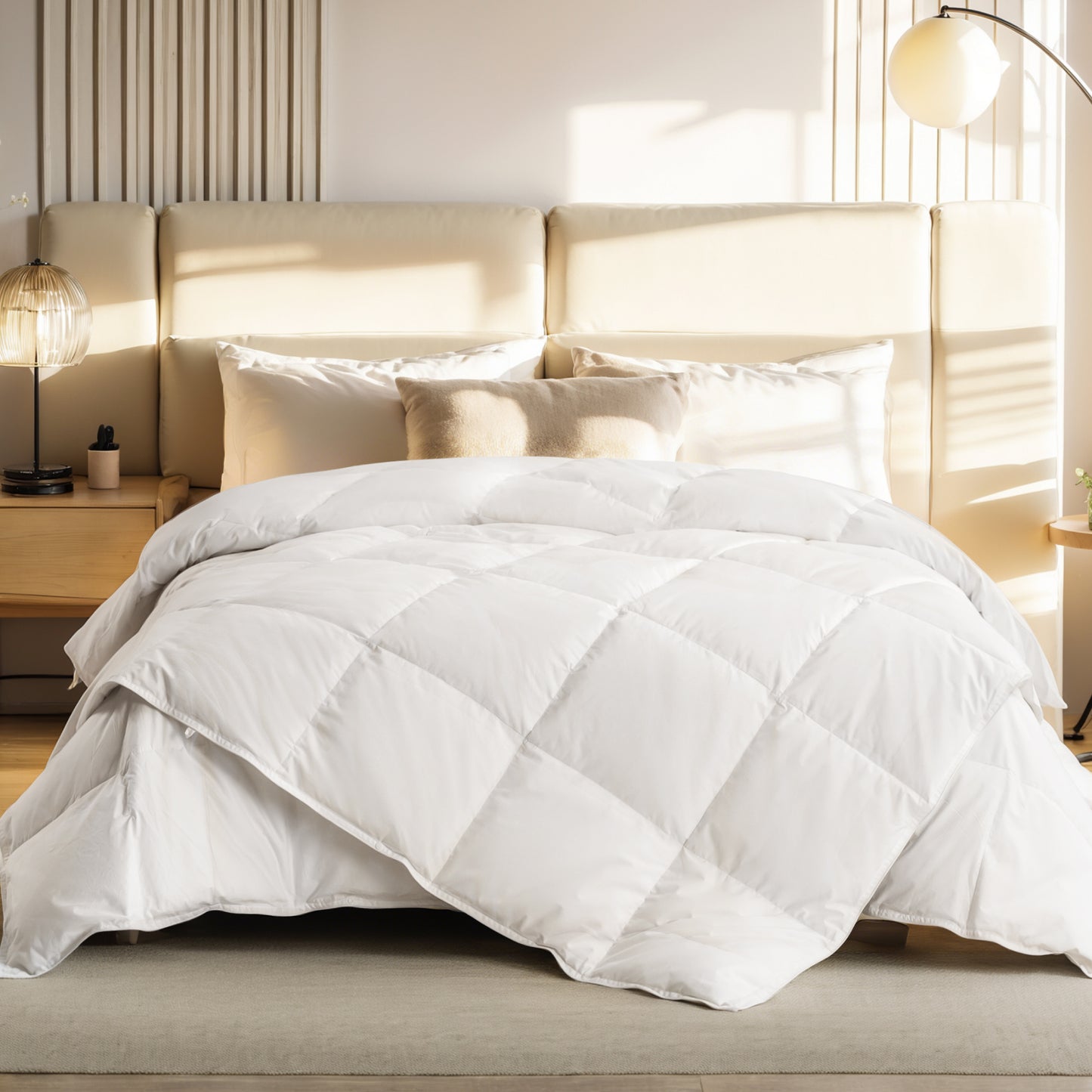 Captiva Designs King Size Down Comforter, All Season Fluffy Feather Duvet Insert with 8 Corner Tabs