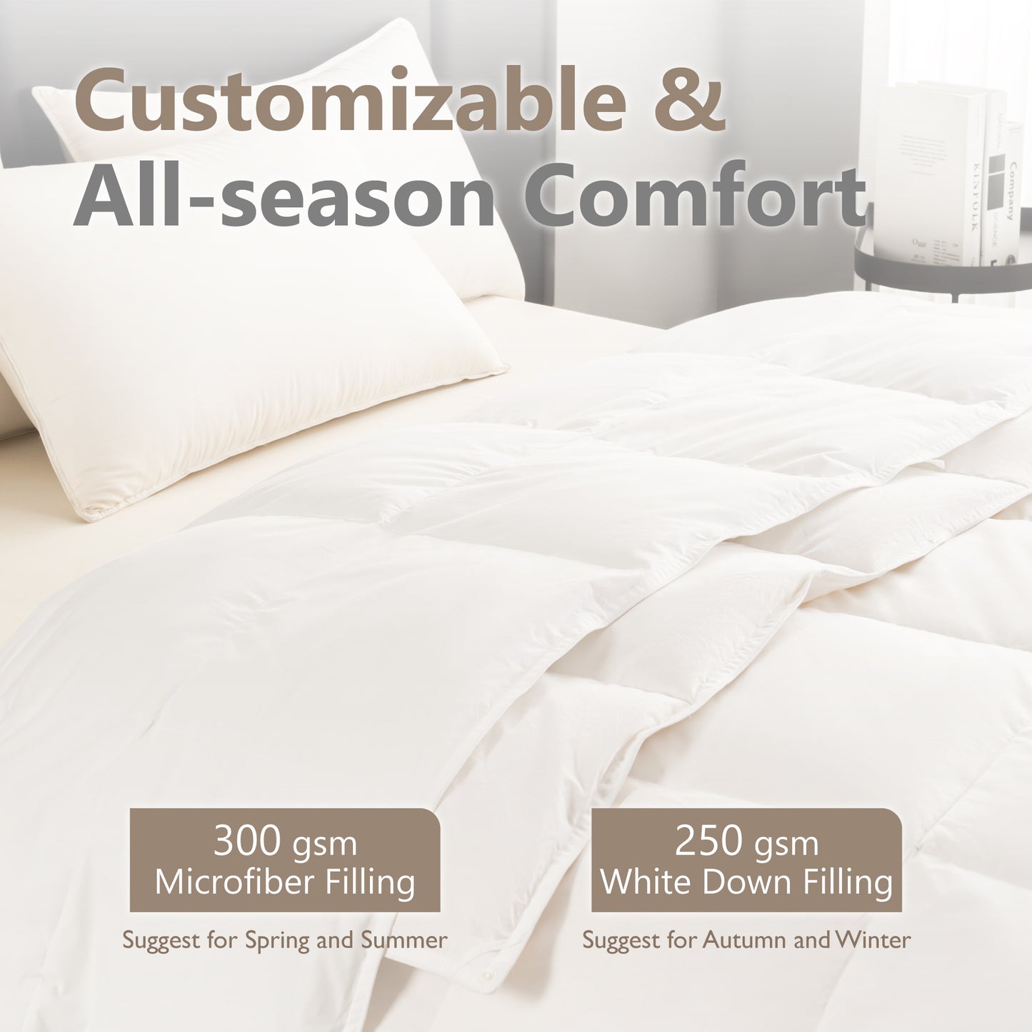 Captiva Designs King Size Down Comforter, All Season Fluffy Feather Duvet Insert with 8 Corner Tabs