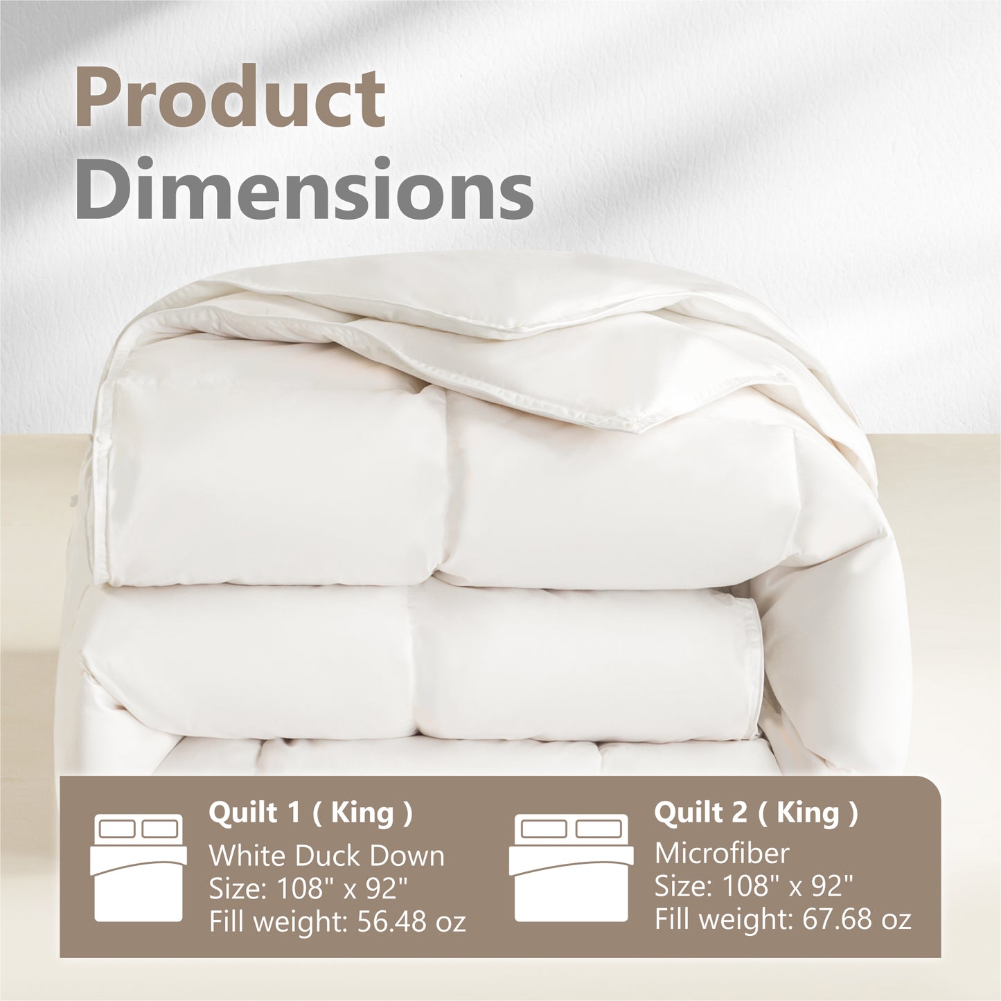 Captiva Designs King Size Down Comforter, All Season Fluffy Feather Duvet Insert with 8 Corner Tabs