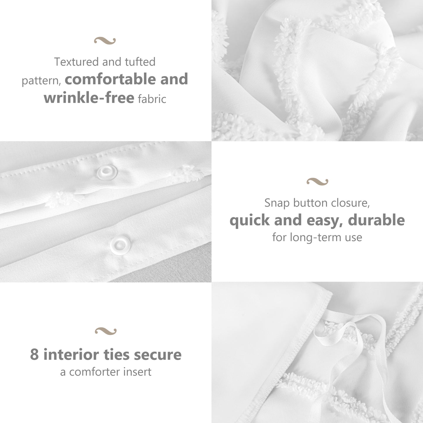 Captiva Designs Boho Duvet Cover Set, Tufted Microfiber Bedding Set with 2 Pillowcases, Geometric Embroidered Design