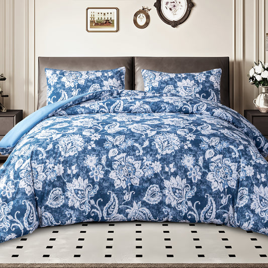 Captiva Designs 100% Cotton Printed Comforter Set, Floral Pattern Bedding with Microfiber Fill, Lightweight and Breathable