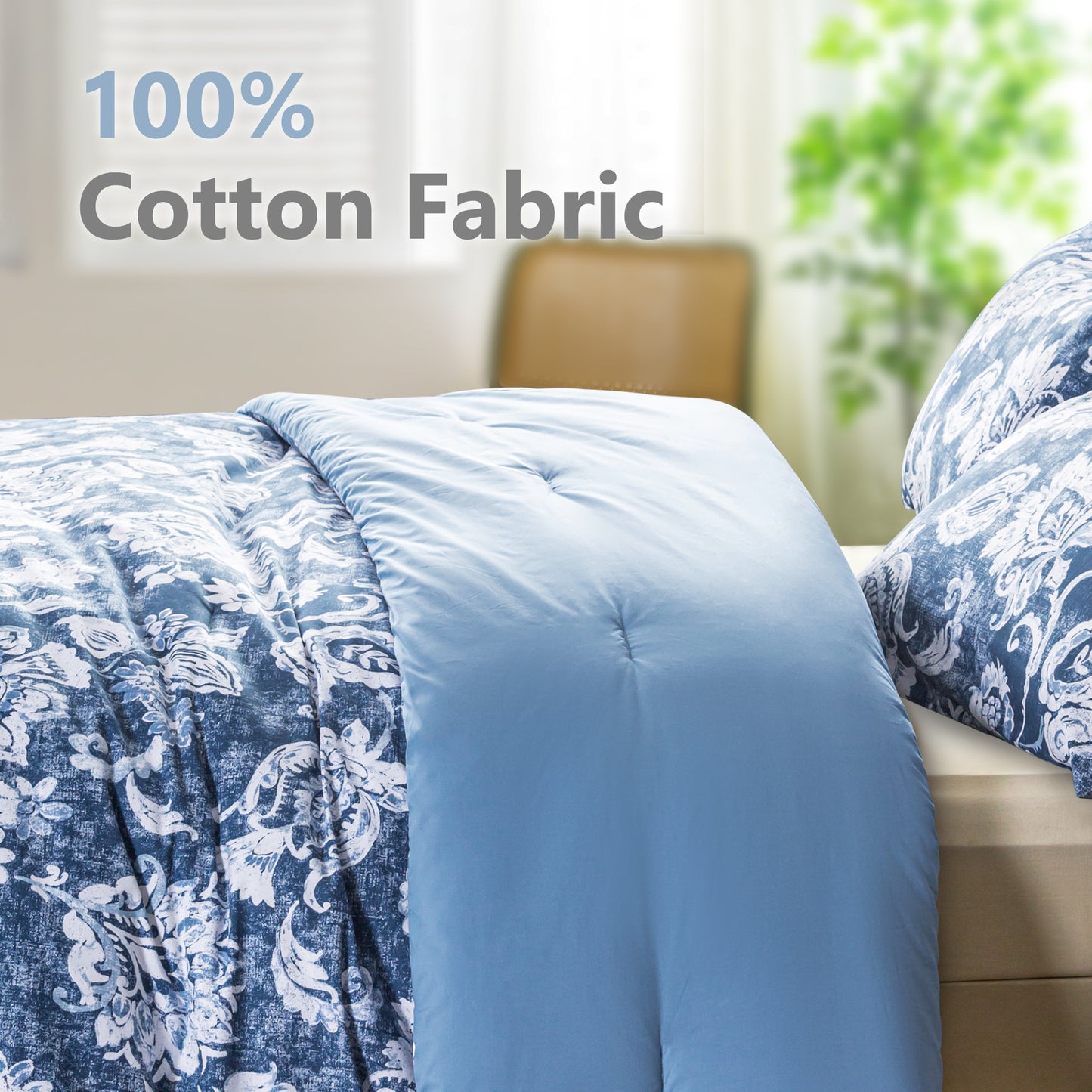 Captiva Designs 100% Cotton Printed Comforter Set, Floral Pattern Bedding with Microfiber Fill, Lightweight and Breathable