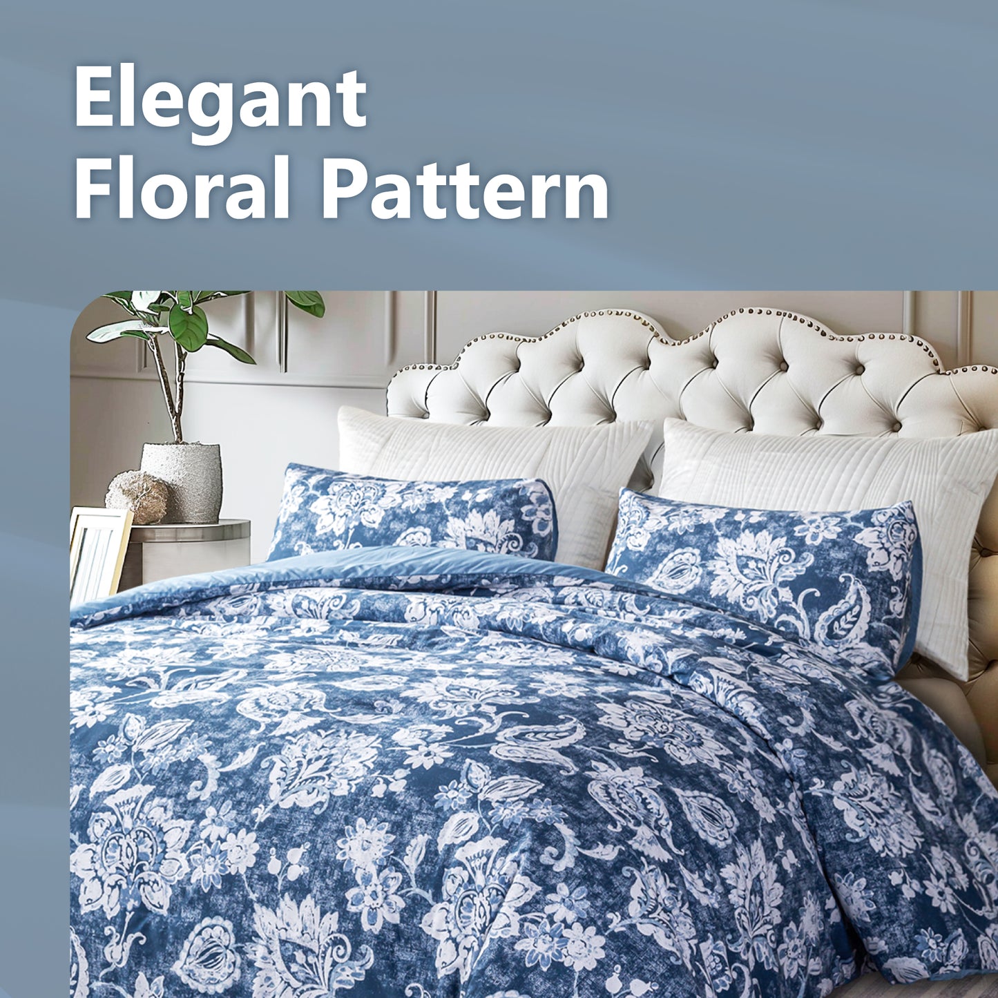 Captiva Designs 100% Cotton Printed Comforter Set, Floral Pattern Bedding with Microfiber Fill, Lightweight and Breathable