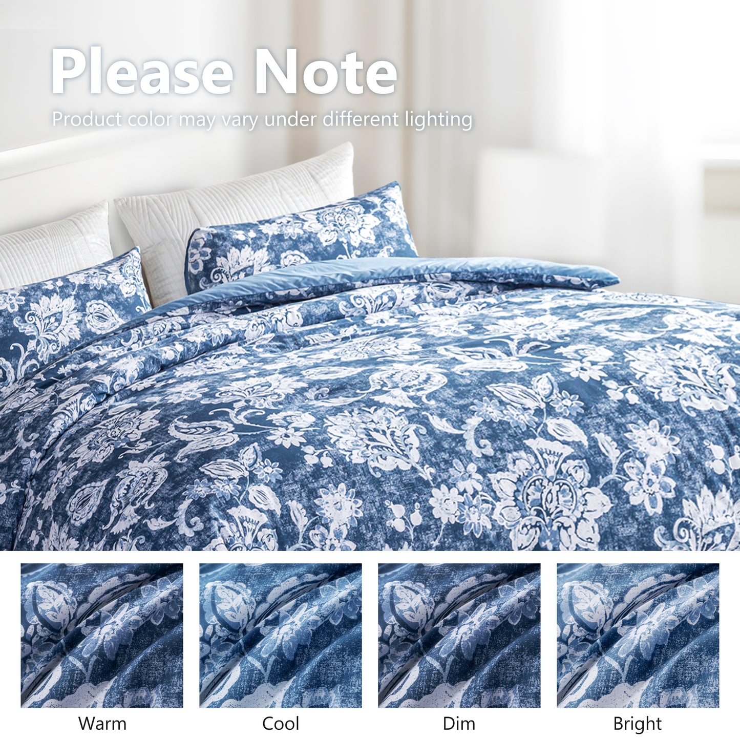 Captiva Designs 100% Cotton Printed Comforter Set, Floral Pattern Bedding with Microfiber Fill, Lightweight and Breathable