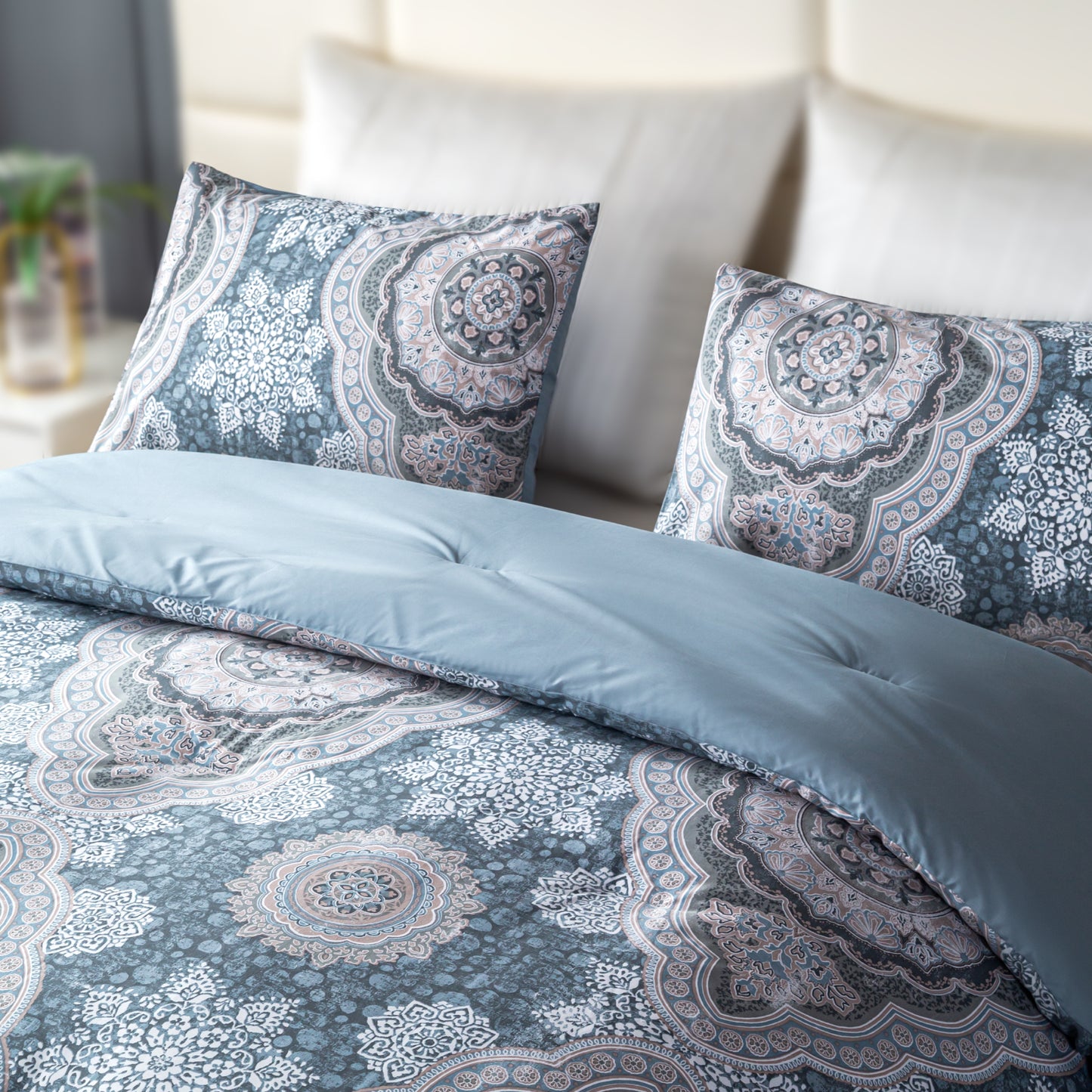 Captiva Designs 100% Cotton Printed Comforter Set, Floral Pattern Bedding with Microfiber Fill, Soft, Lightweight and Breathable