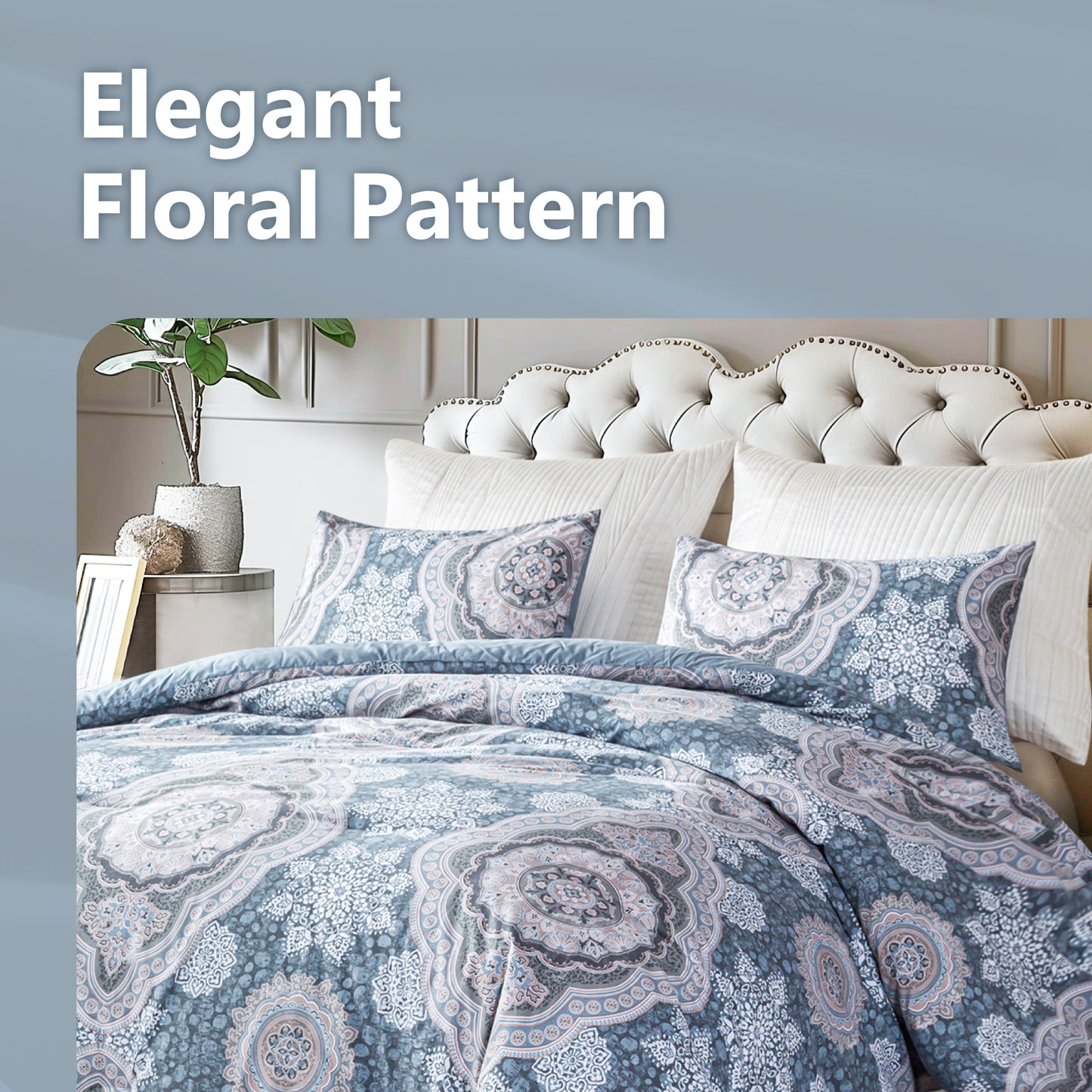 Captiva Designs 100% Cotton Printed Comforter Set, Floral Pattern Bedding with Microfiber Fill, Soft, Lightweight and Breathable